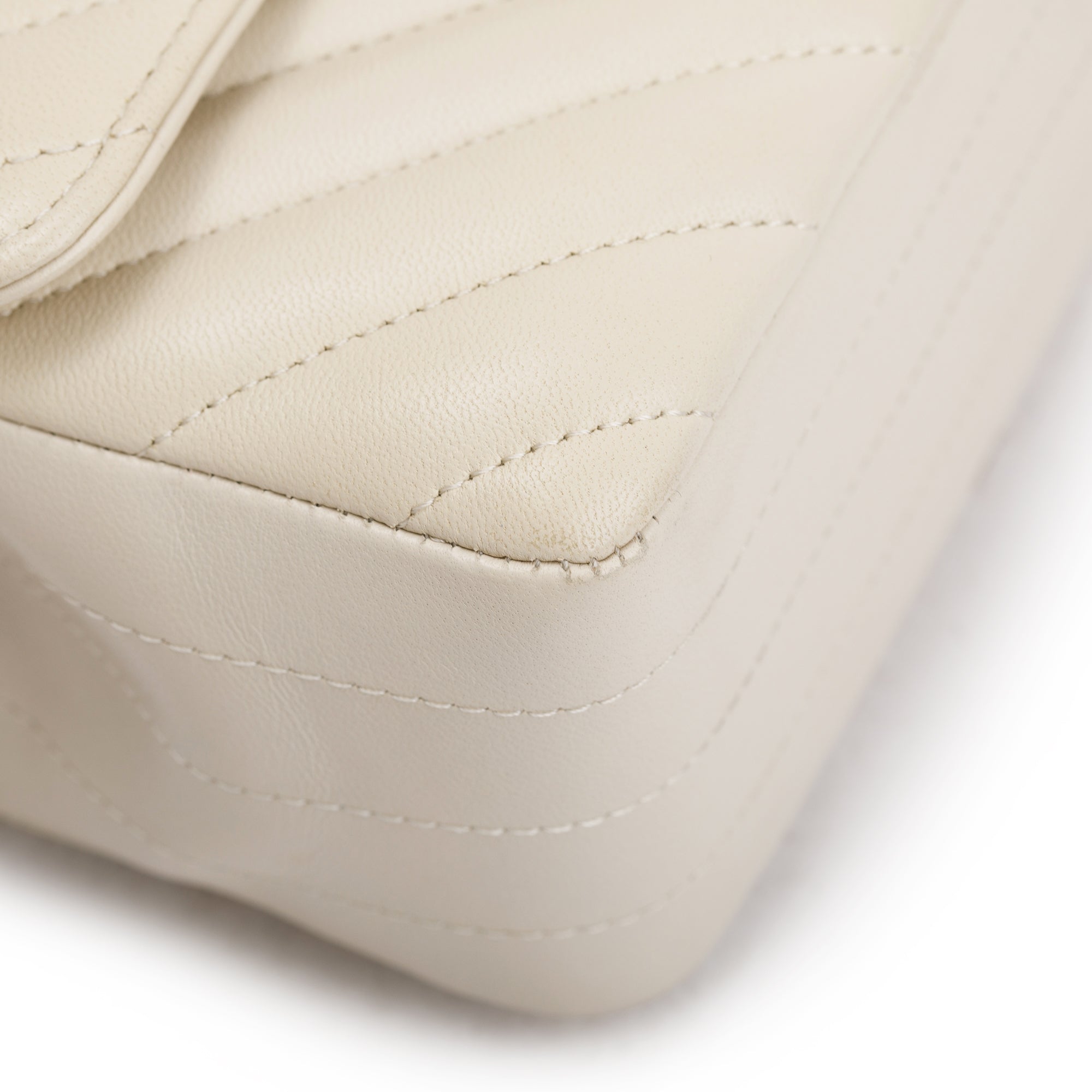 Chanel Neutral Chevron Quilted Lambskin Classic Mini Rectangular Flap Bag w/ Box & Authenticity Card