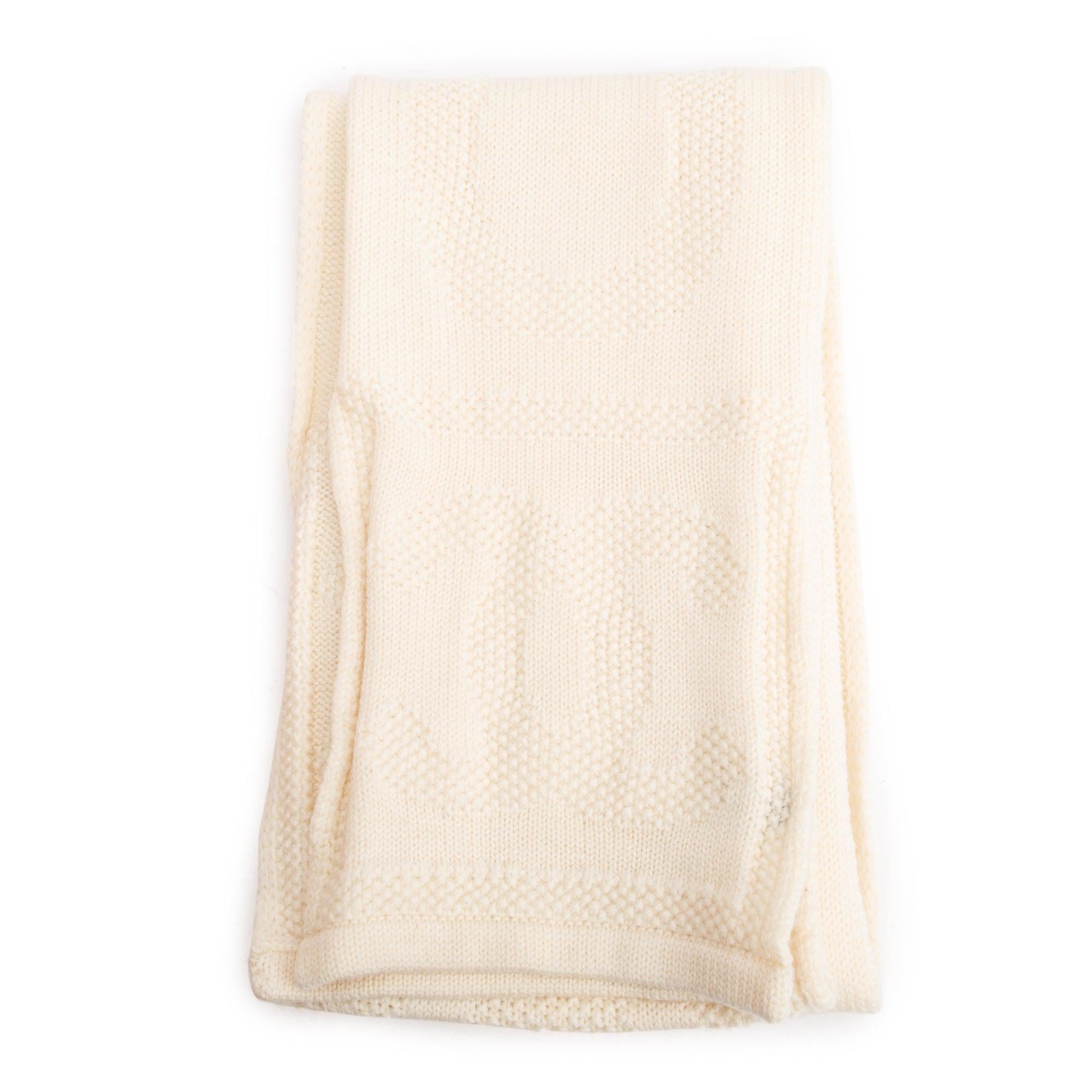 Chanel Neutral Logo Print Wool Scarf