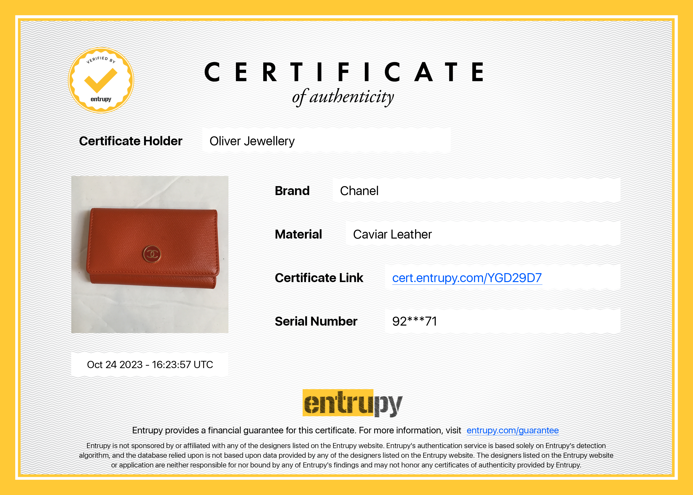 Chanel Orange Leather Key Holder w/ Box