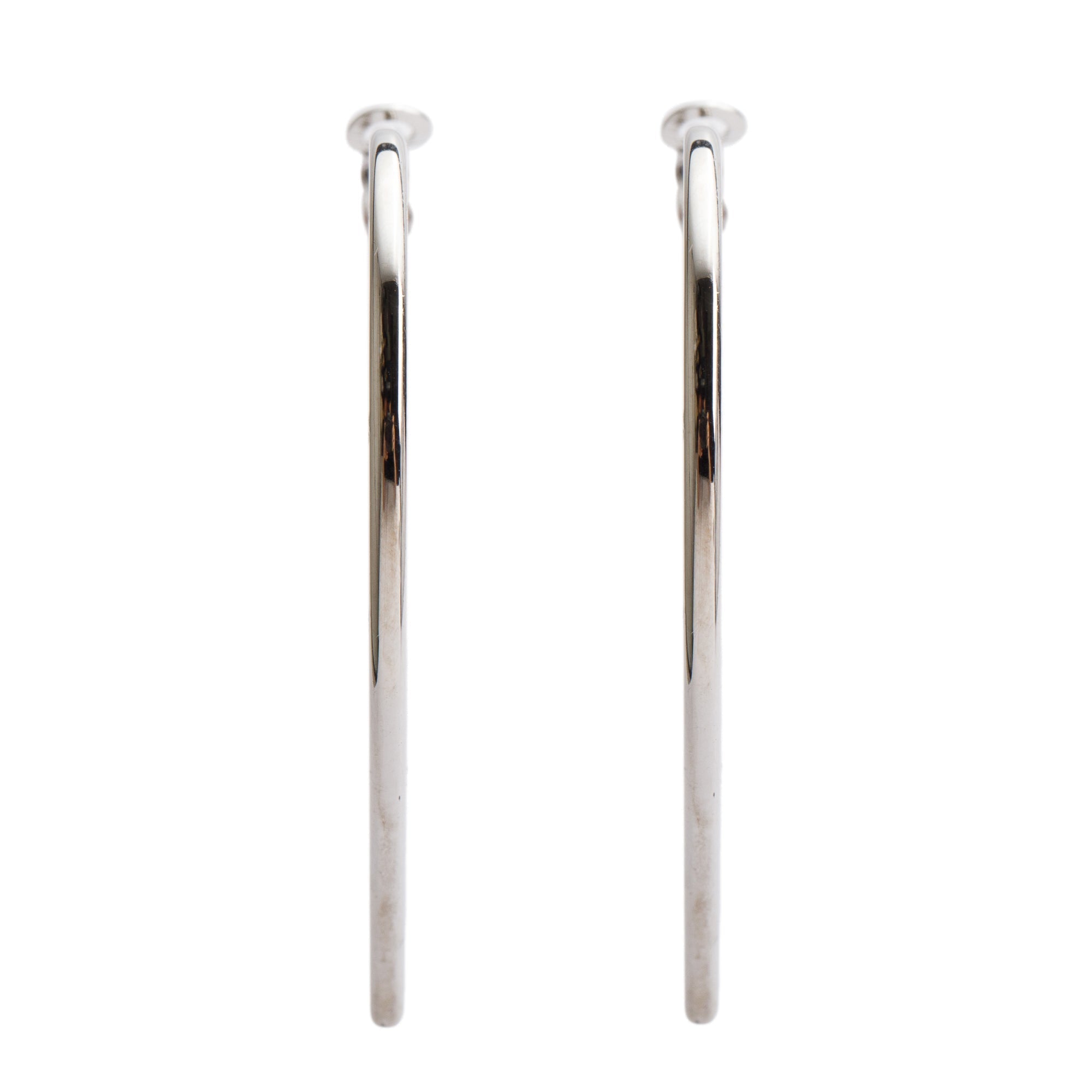 Chanel Palladium Plated CC Heart Hoop Earrings