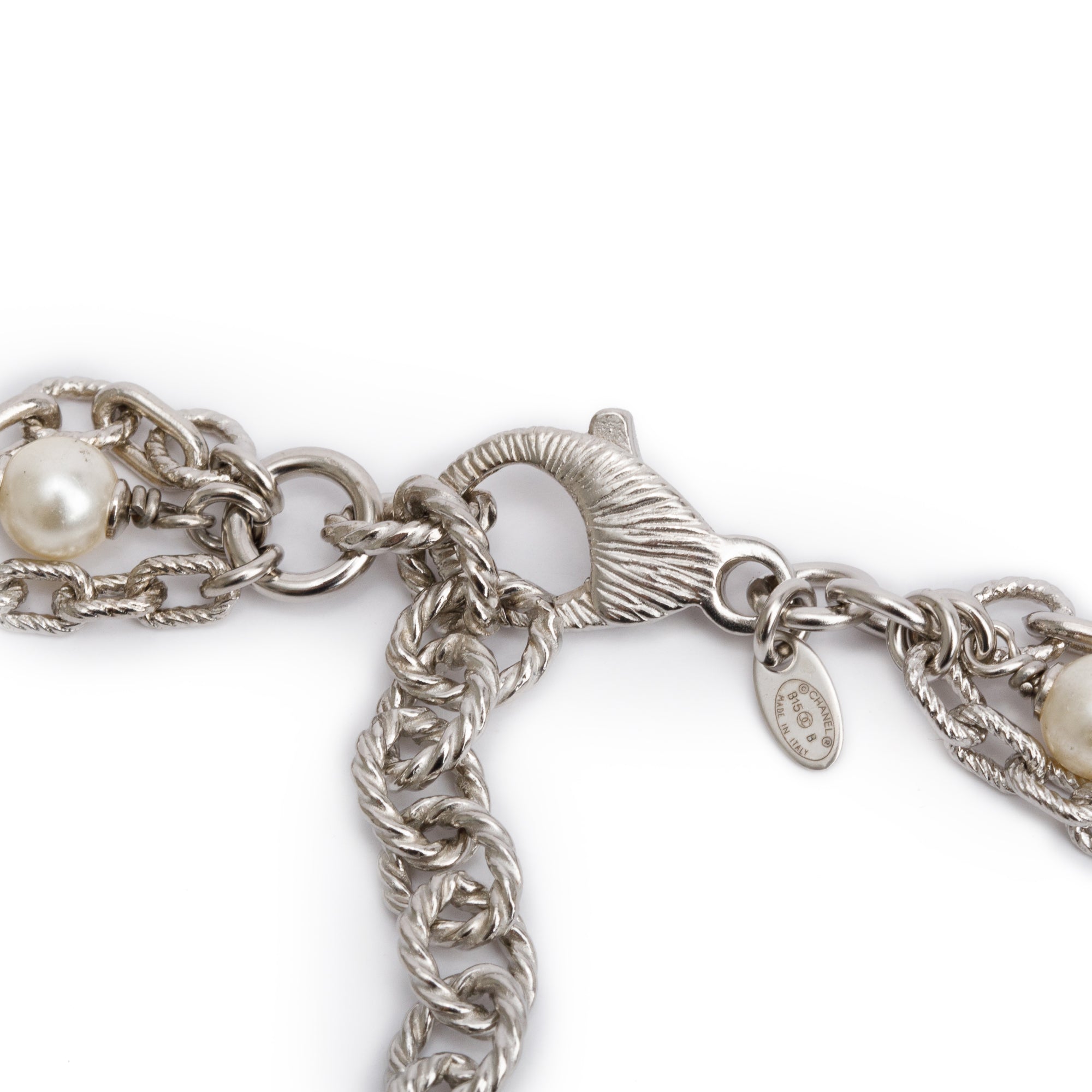 Chanel Palladium-Plated Faux Pearl Black Resin CC Multi Strand Long Necklace w/ Box & Receipt