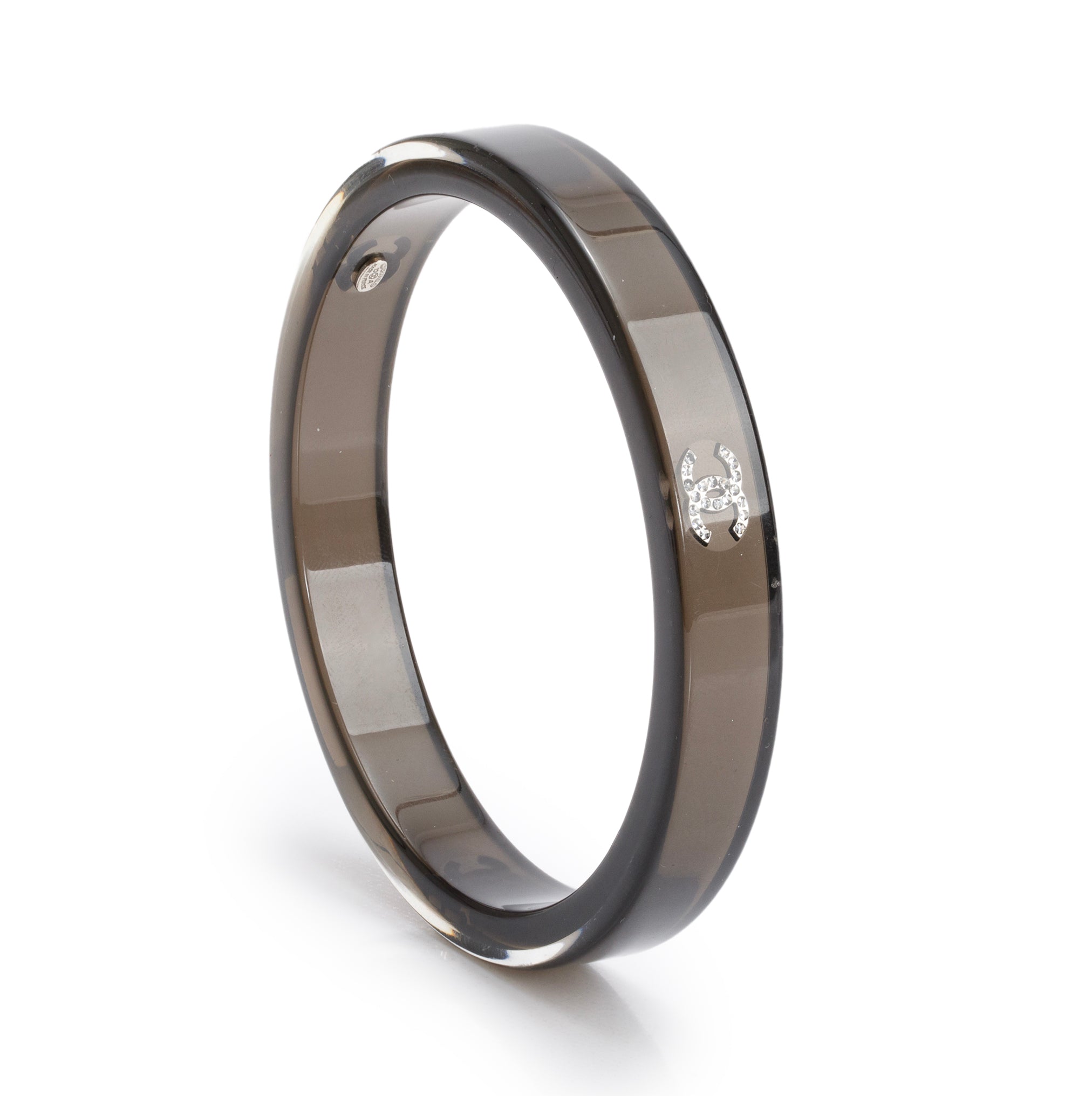 Chanel Palladium Plated Resin CC Bangle Bracelet