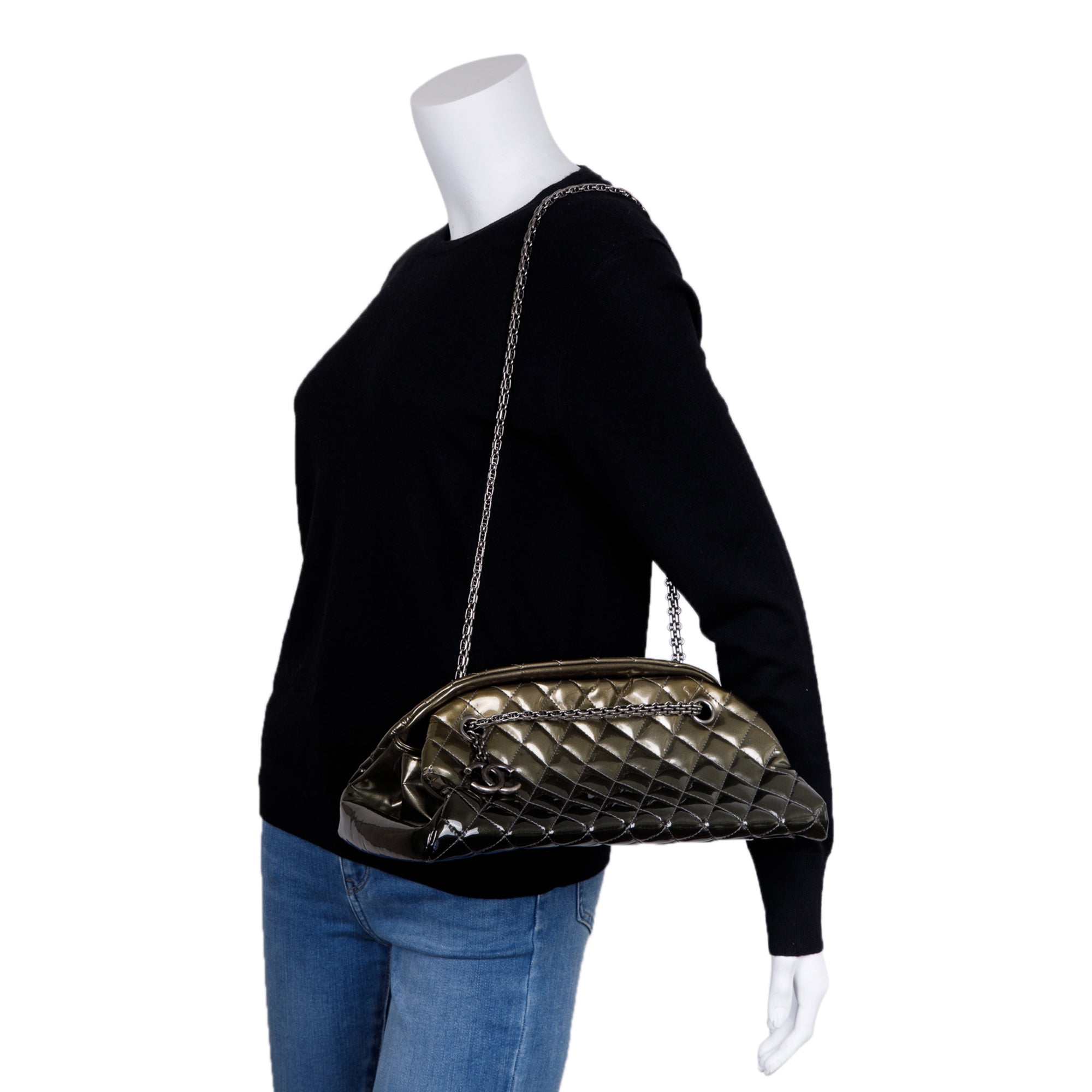 Chanel Patent Just Mademoiselle Medium Bowler Bag