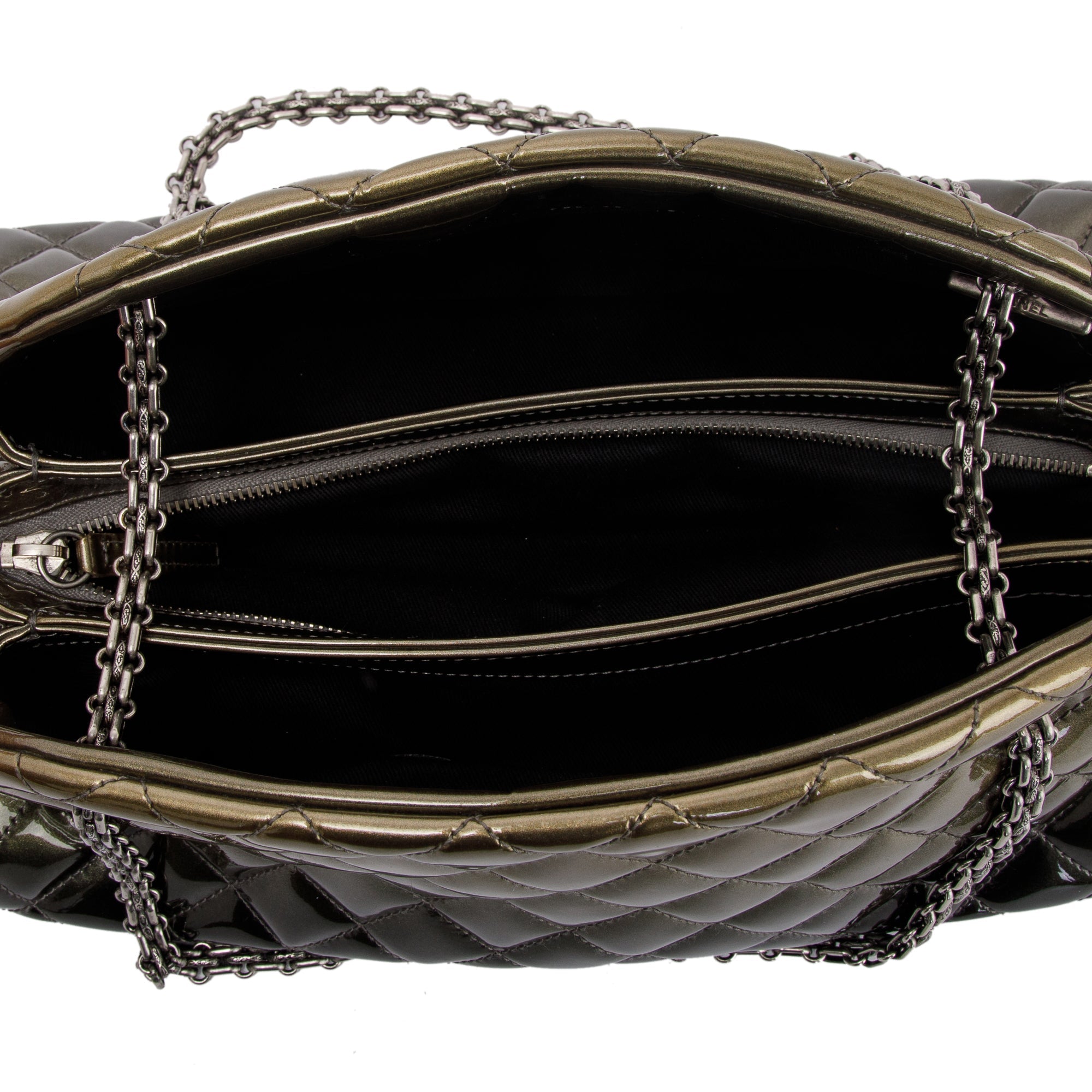 Chanel Patent Just Mademoiselle Medium Bowler Bag