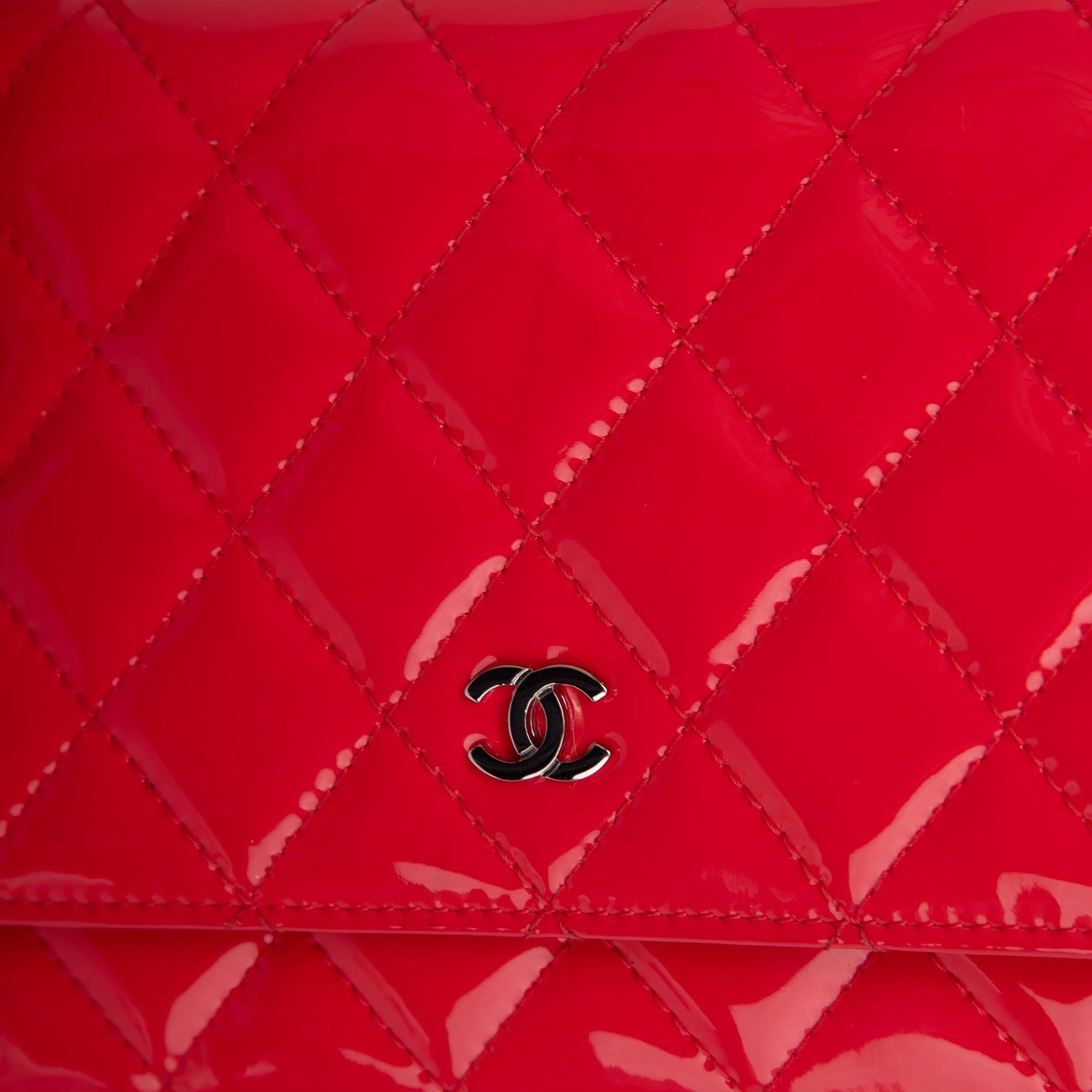 Chanel Patent Leather Classic Wallet on Chain w/ Box & Authenticity Card