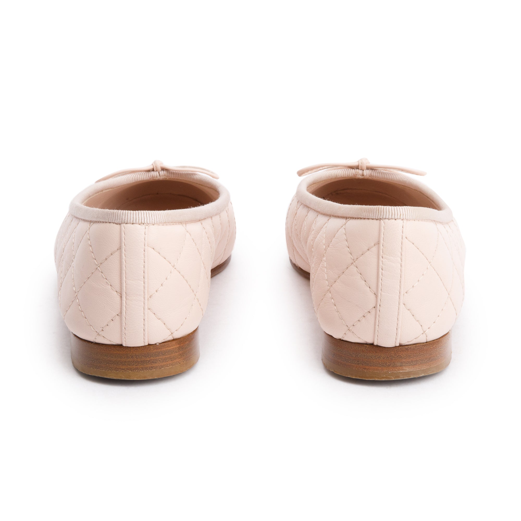 Chanel Pink Calfskin Leather Interlocking CC Logo Flats, Size 37 w/ Box