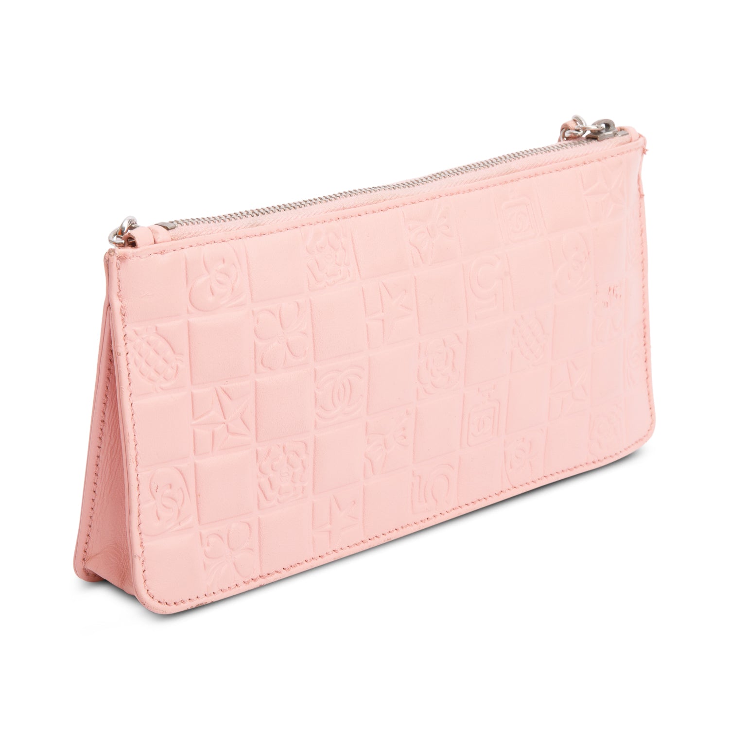 Chanel Pink Calfskin Leather Precious Symbol Pochette w/ Authenticity Card