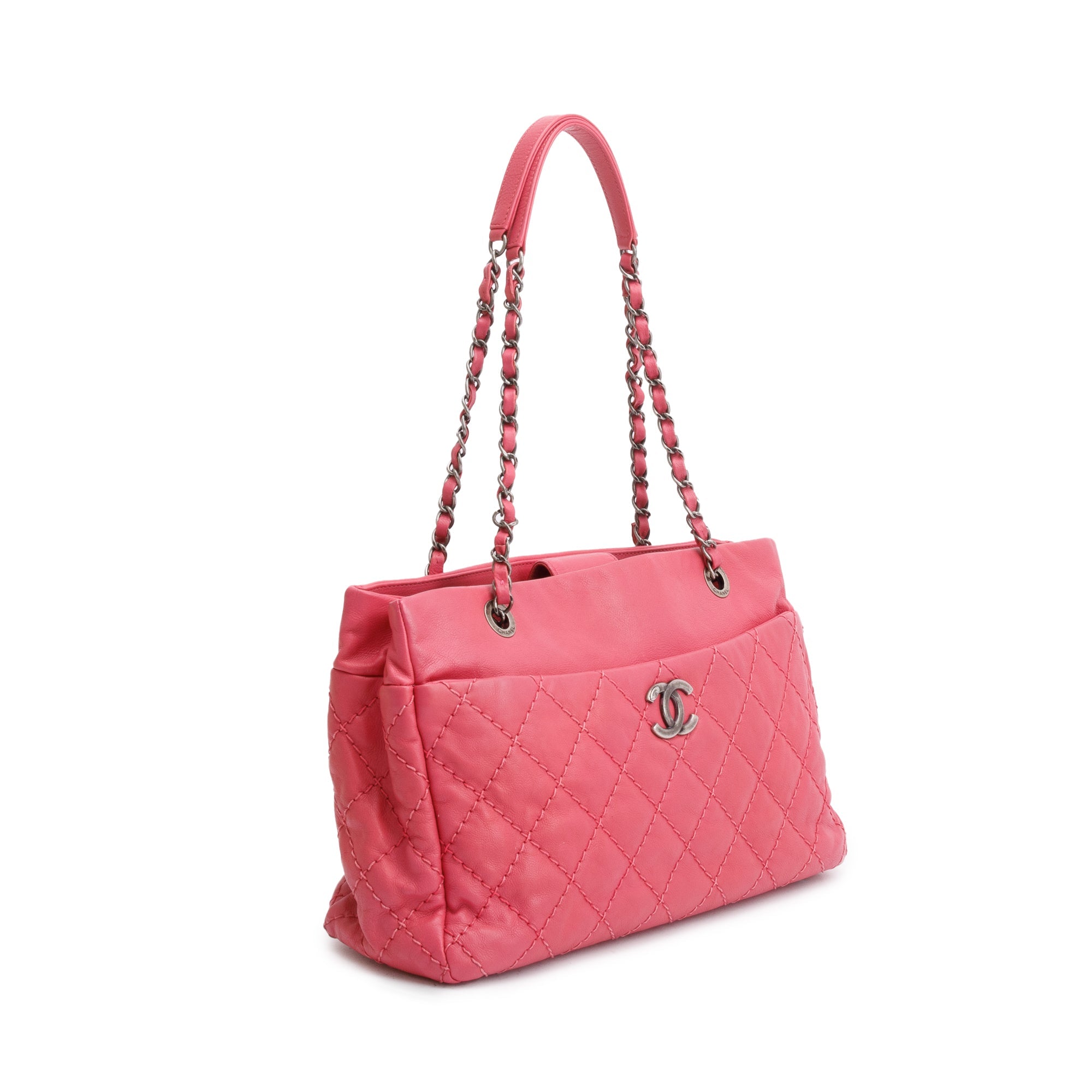 Chanel Pink Calfskin Leather Stitch It Tote