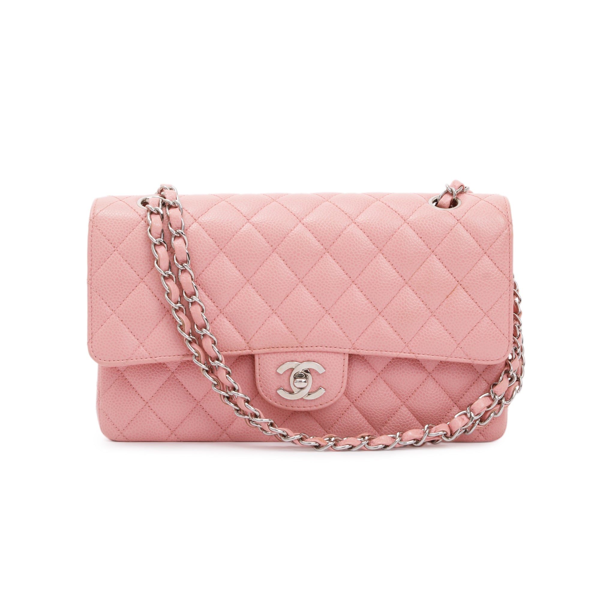 Chanel Pink Caviar Classic Medium Double Flap Bag w/ Authenticity Card –  Oliver Jewellery