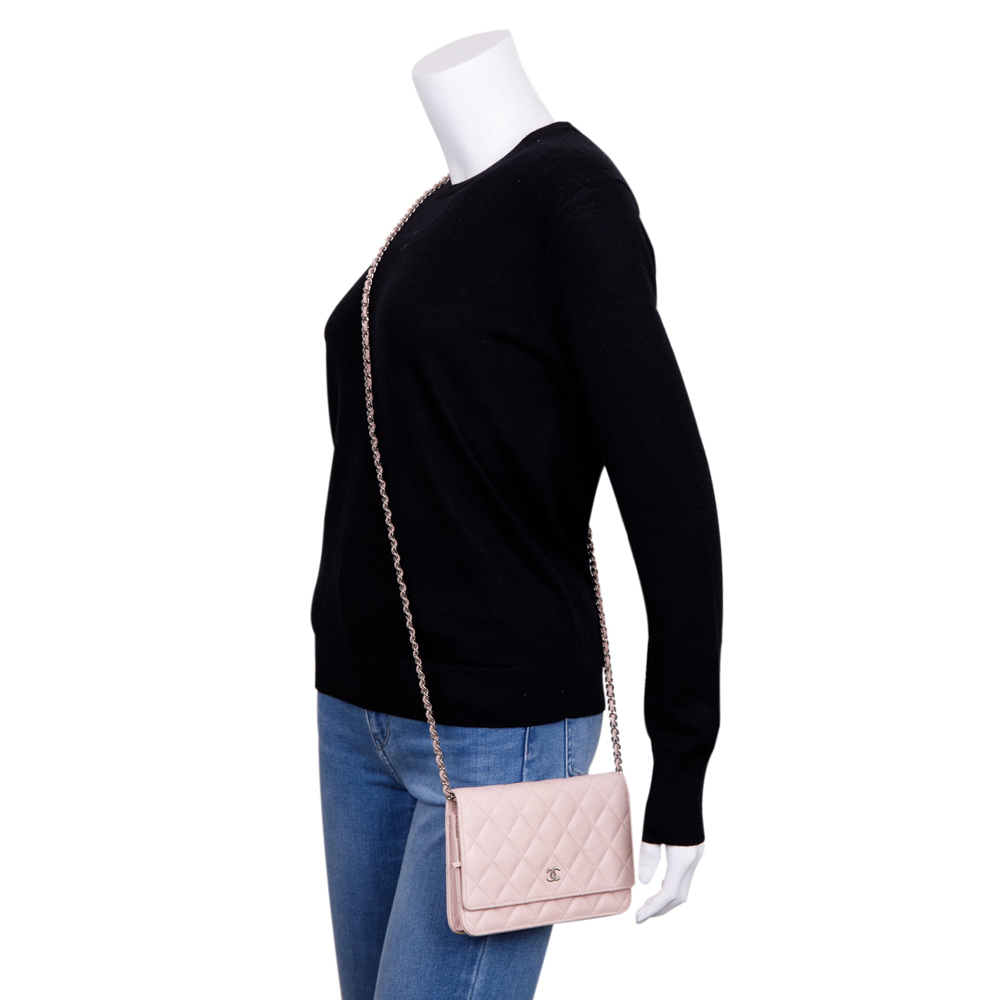 Chanel Pink Caviar Classic Wallet on Chain