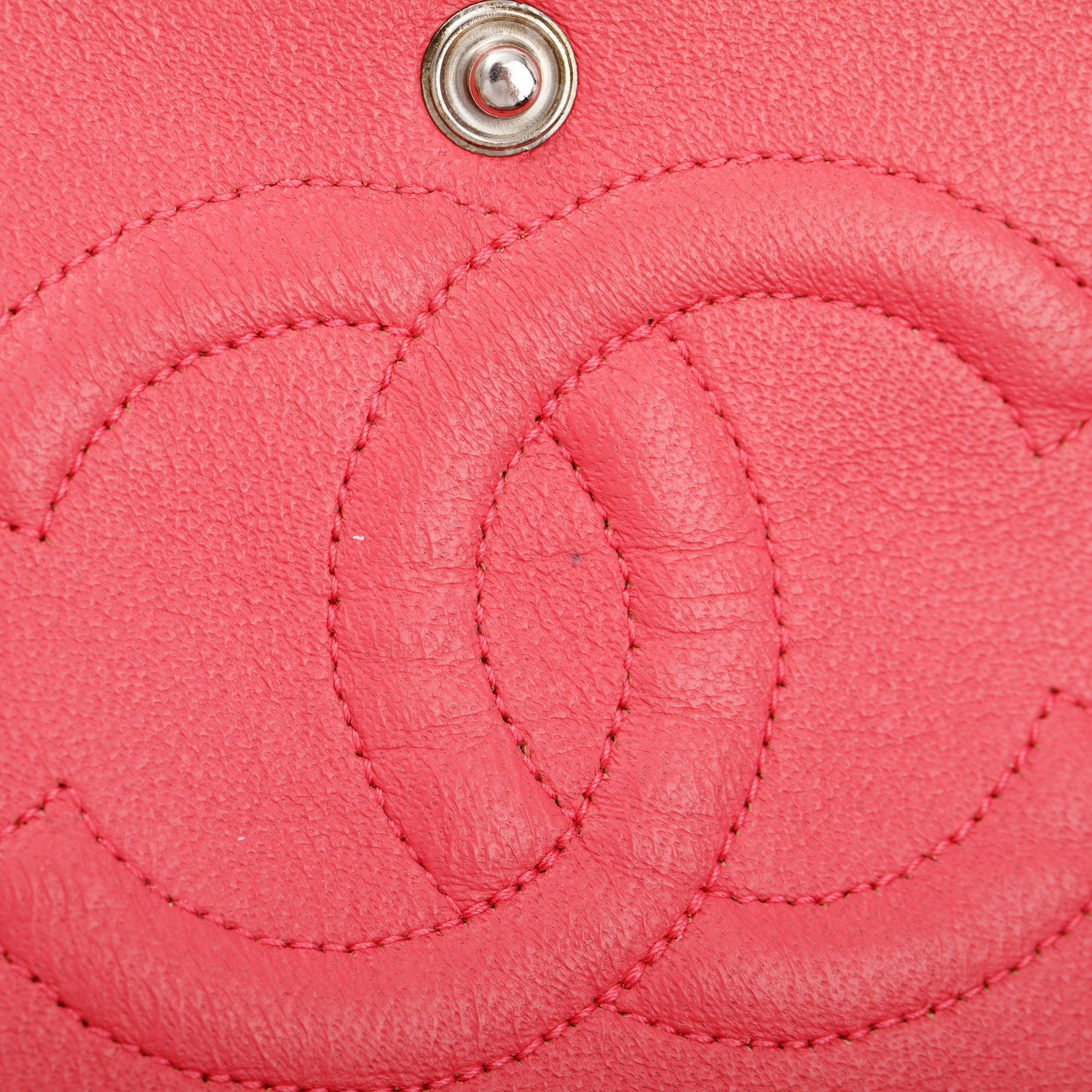 Chanel Pink Caviar Leather Classic Medium Double Flap Bag w/ Authenticity Card
