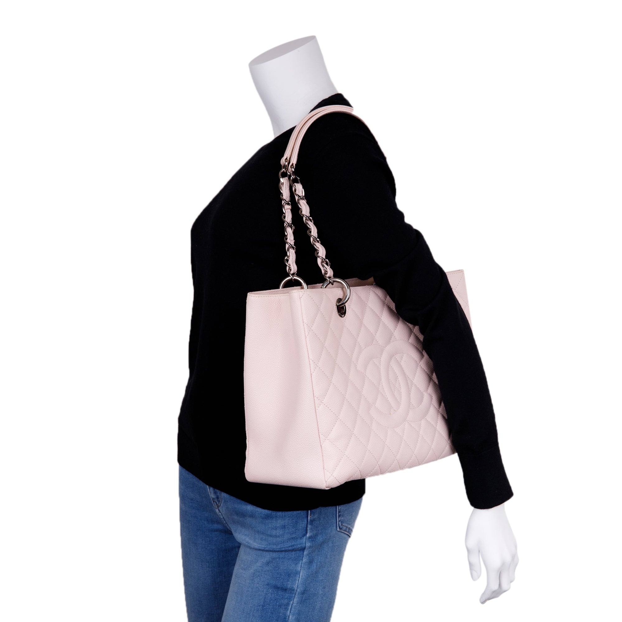 Chanel Pink Caviar Leather Grand Shopping Tote (GST) w/ Authenticity Card