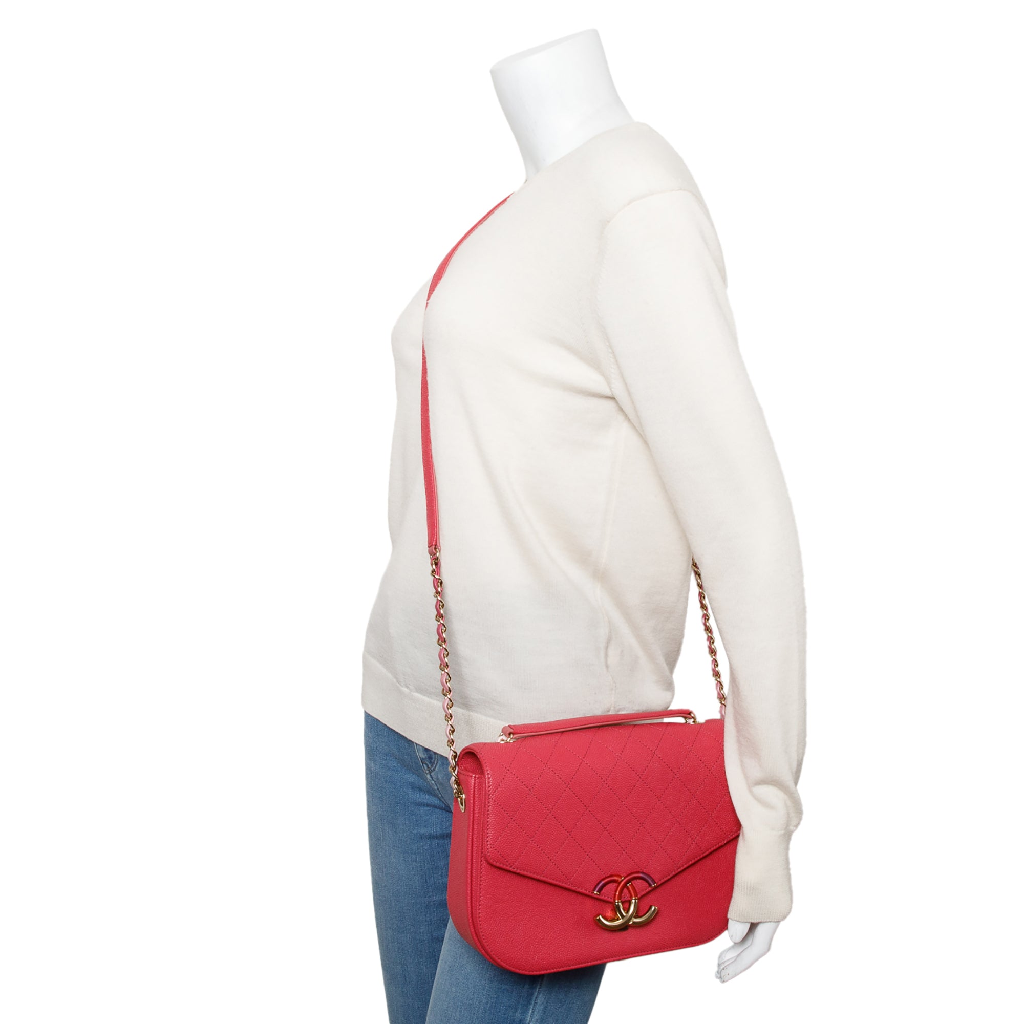 Chanel Pink Caviar Paris-Cuba Thread Around Flap Bag w/ Box & Authenticity Card