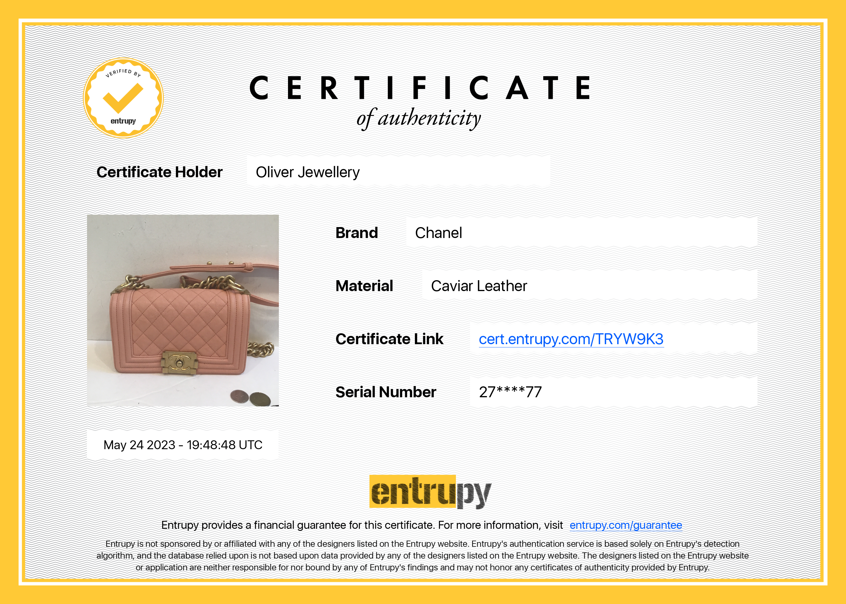 Chanel Pink Caviar Small Boy Bag