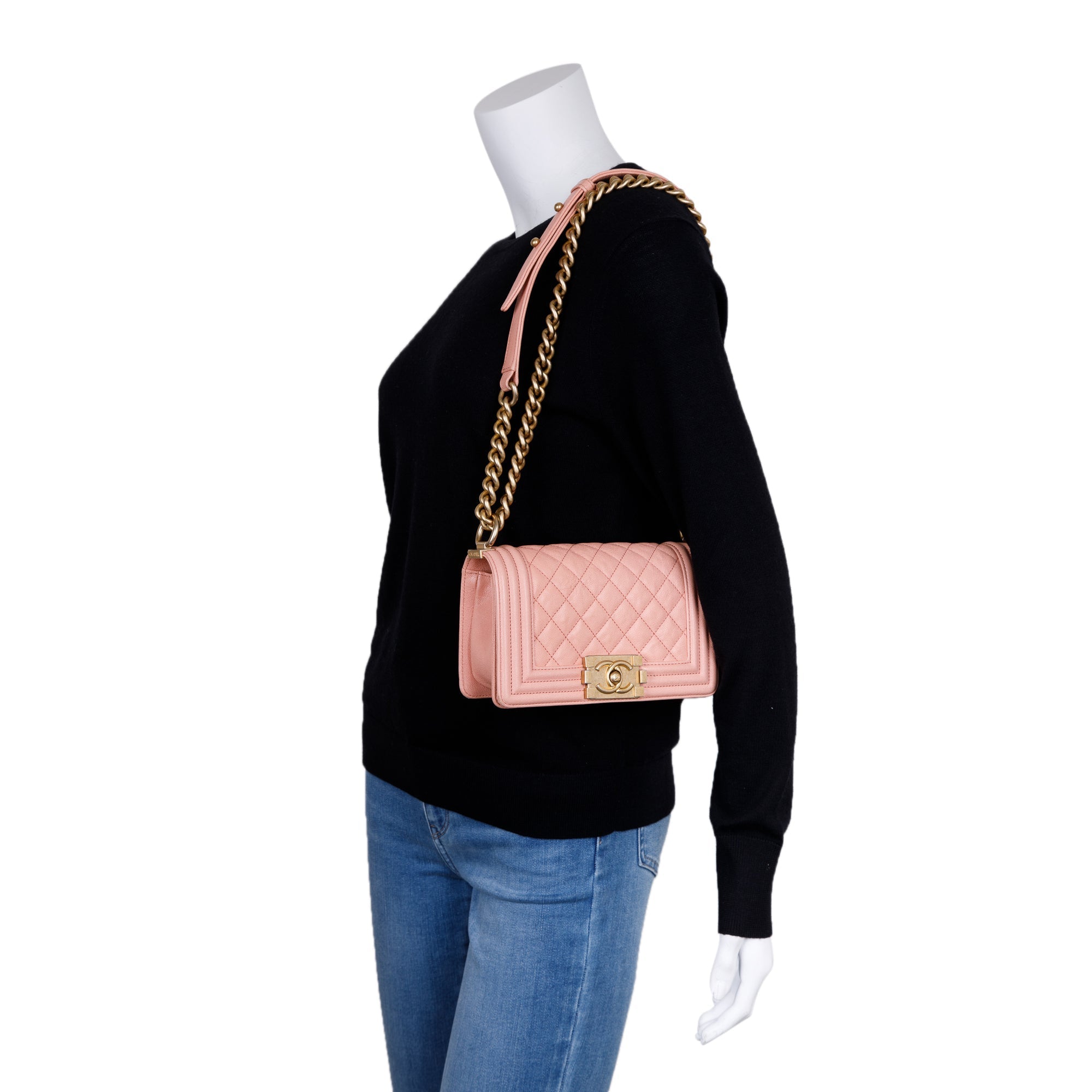 Chanel Pink Caviar Small Boy Bag