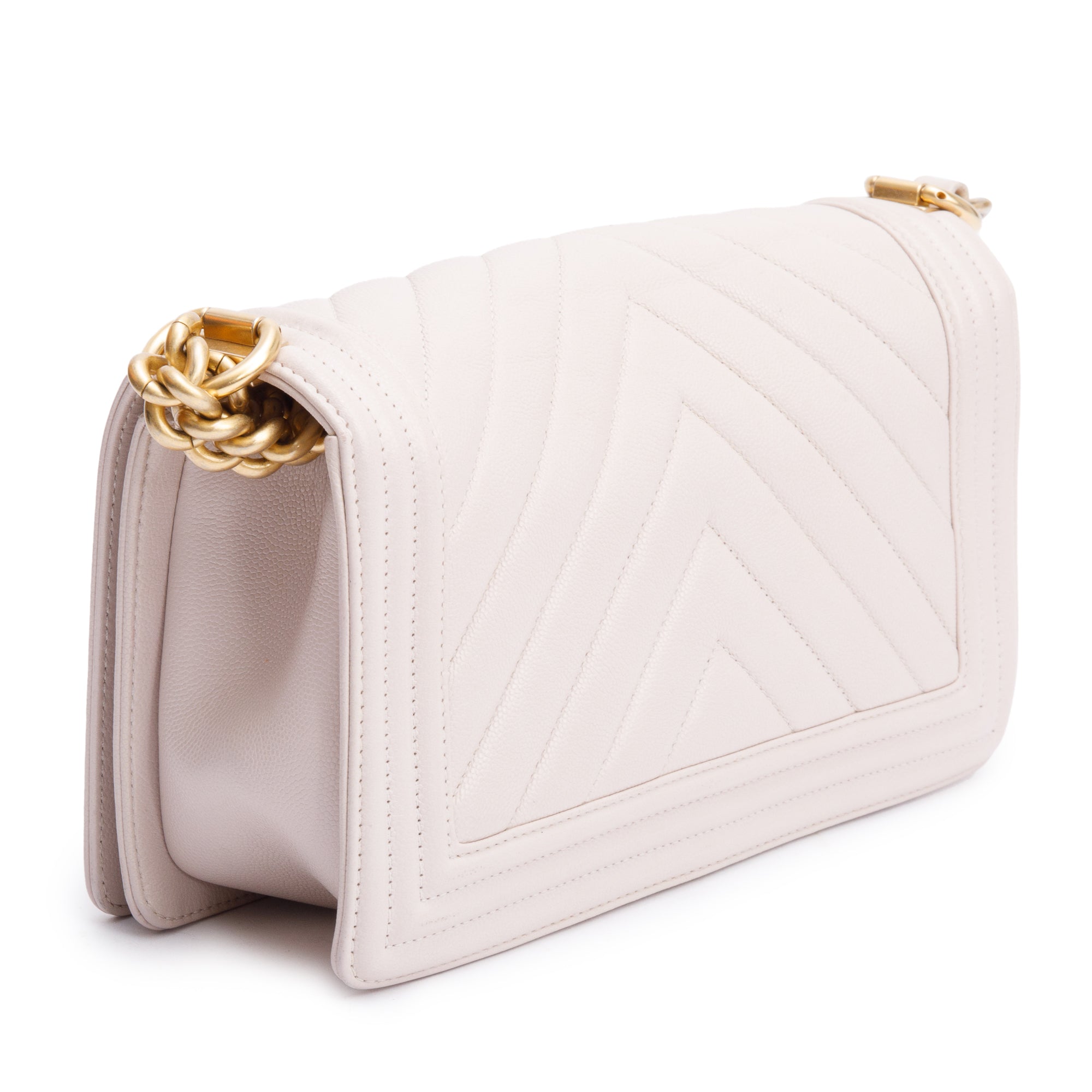 Chanel Pink Chevron Quilted Caviar Leather Medium Boy Bag