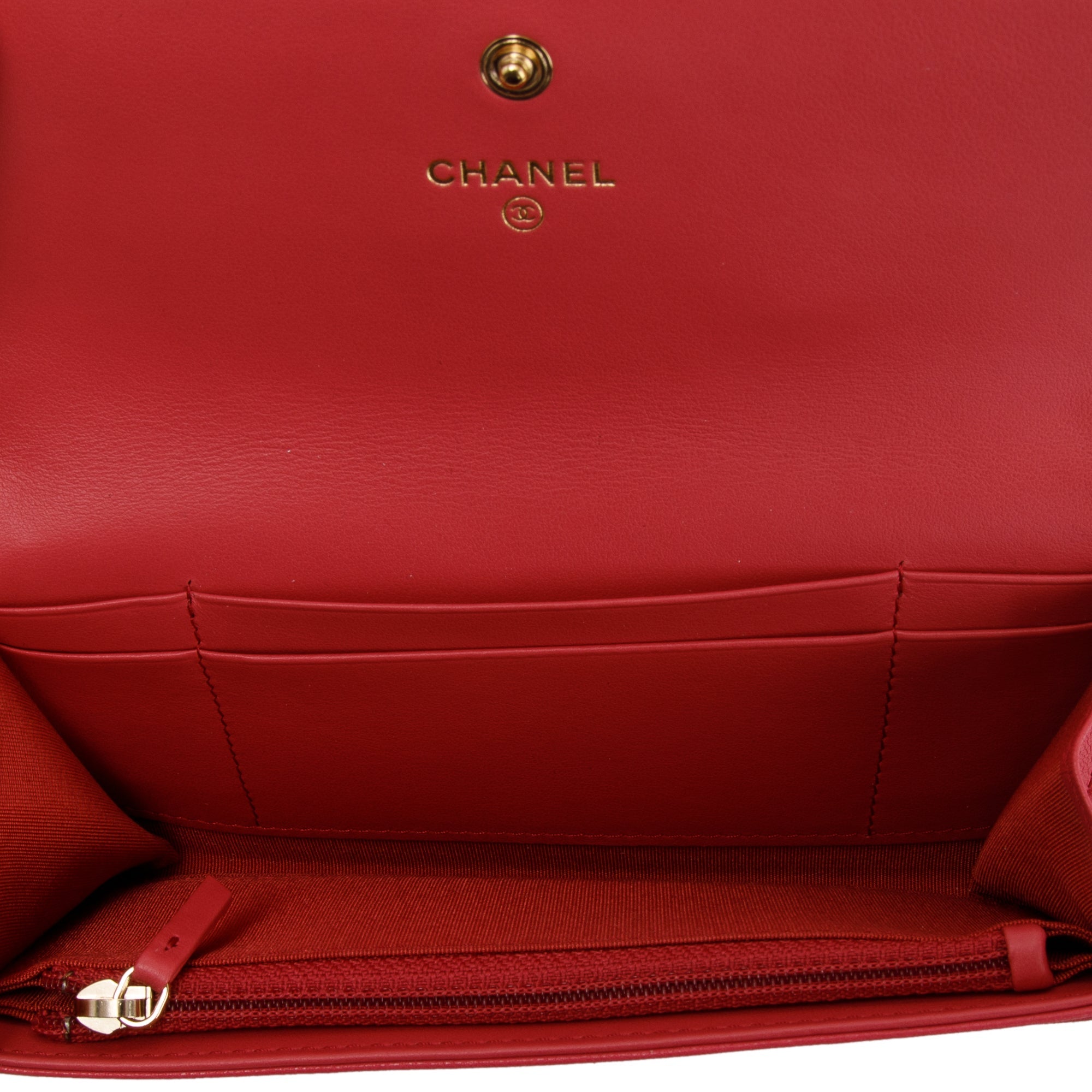 Chanel Pink Lambskin 19 Flap Wallet W/ Box & Authenticity Card