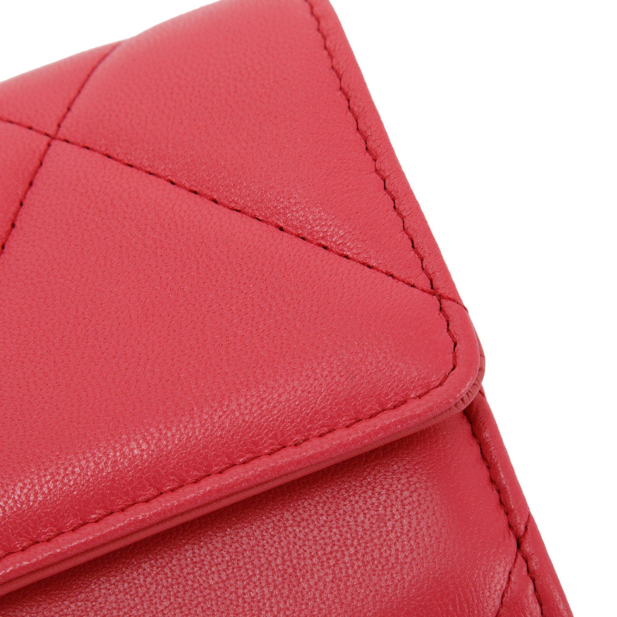 Chanel Pink Lambskin 19 Flap Wallet W/ Box & Authenticity Card