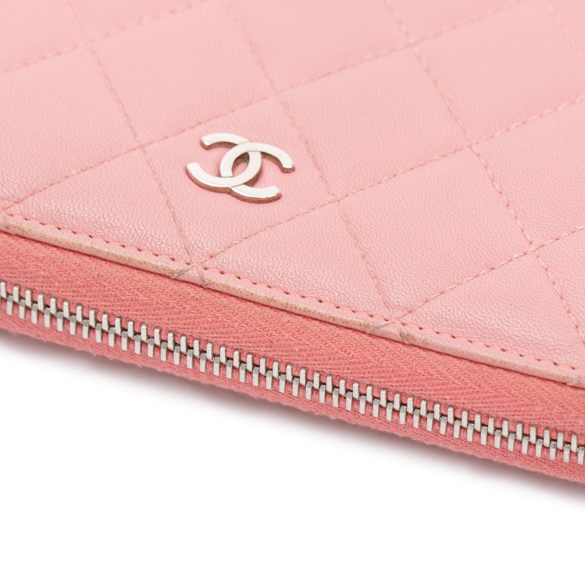 Chanel Pink Lambskin Leather Classic Long Zipped Wallet