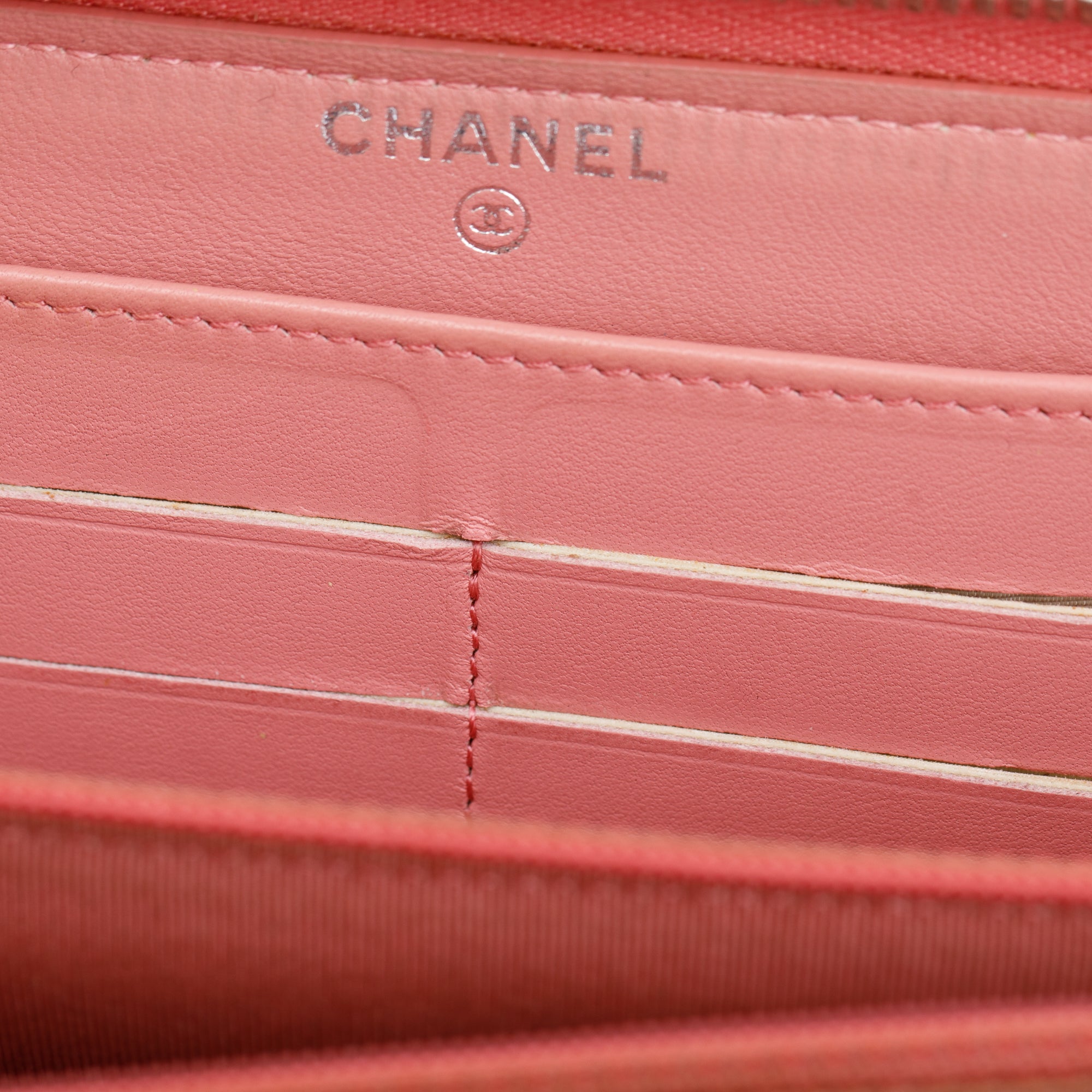 Chanel Pink Lambskin Leather Classic Long Zipped Wallet