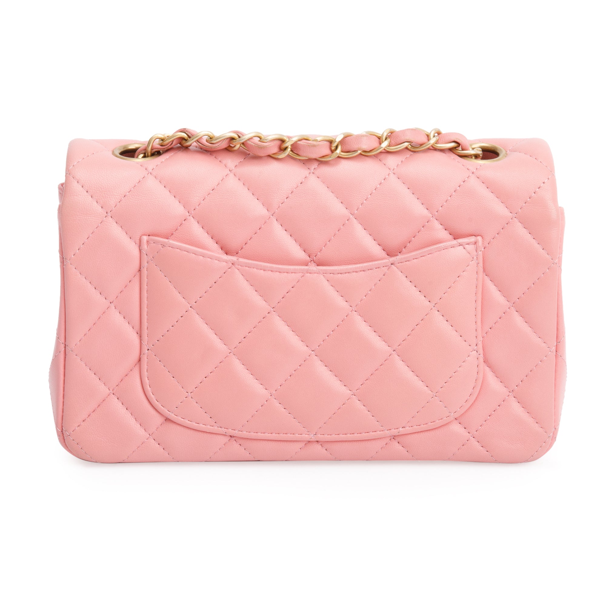 Chanel Pink Lambskin Leather Classic Mini Rectangular Flap Bag w/ Box & Authenticity Card