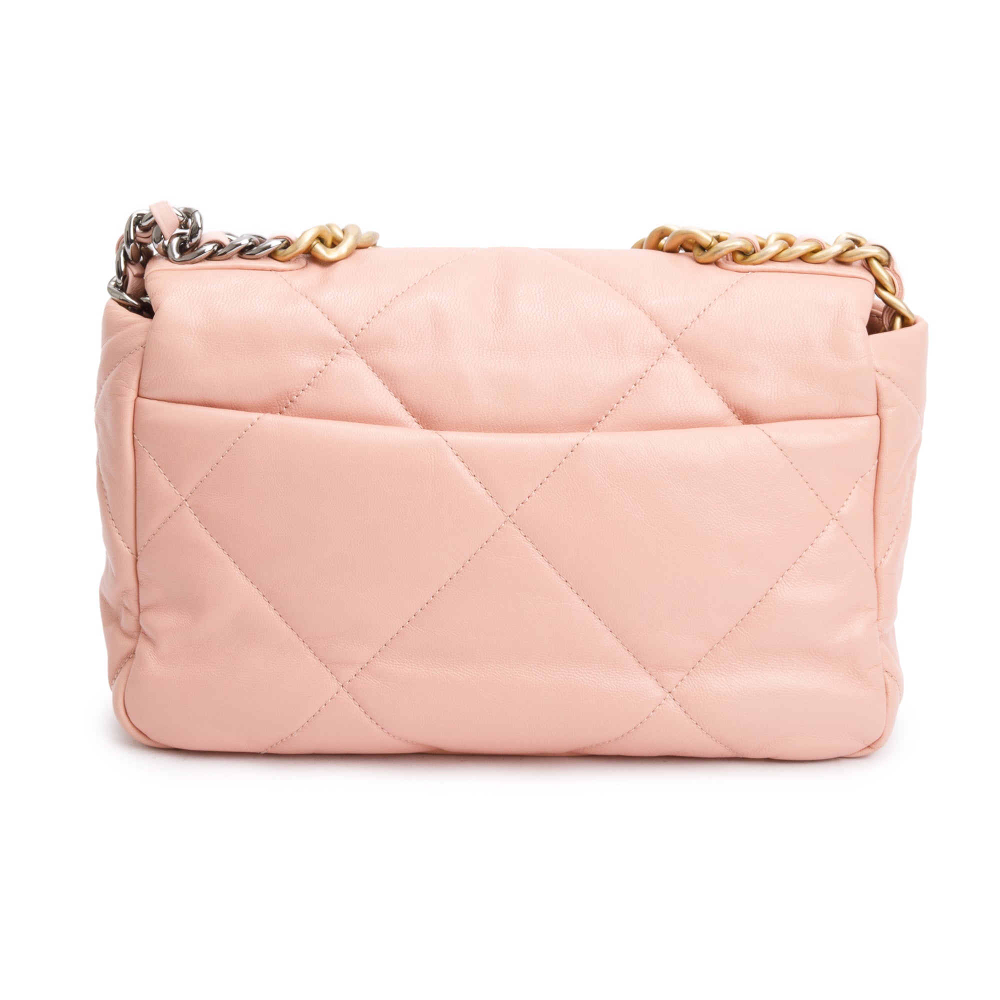 Chanel Pink Lambskin Leather Medium 19 Flap Bag w/ Authenticity Card