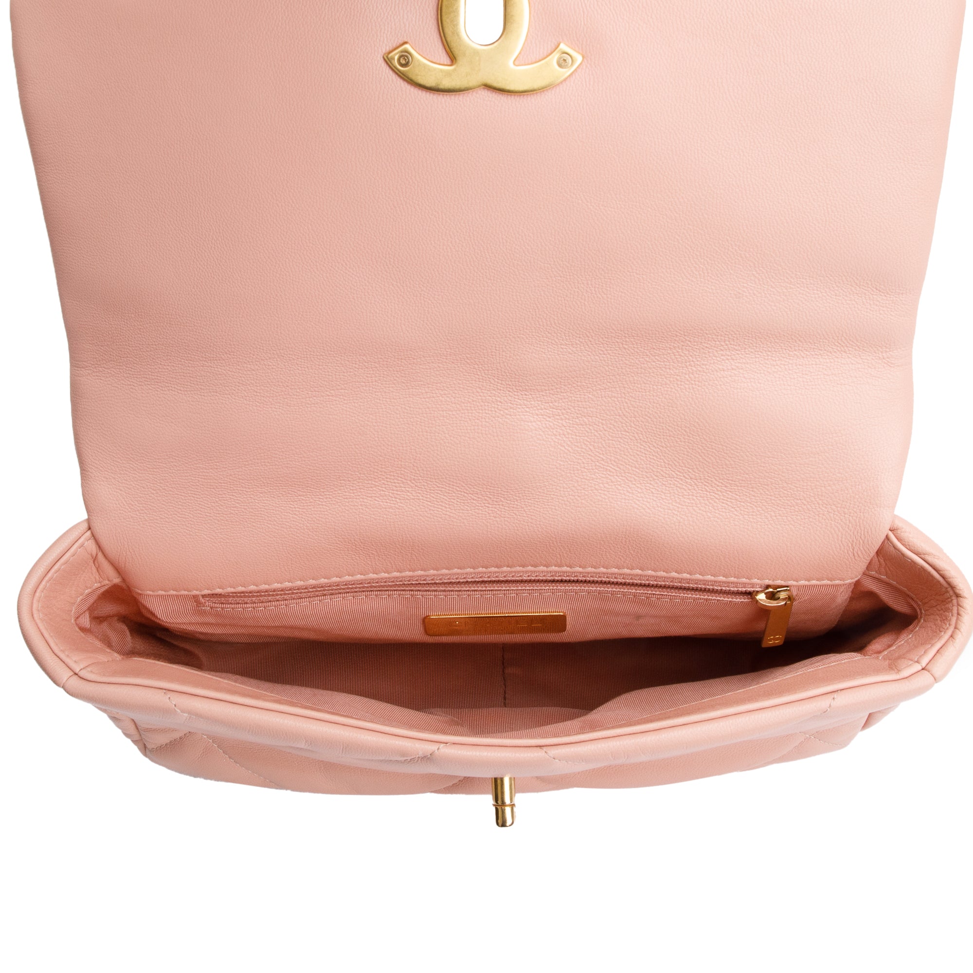 Chanel Pink Lambskin Leather Medium 19 Flap Bag w/ Authenticity Card