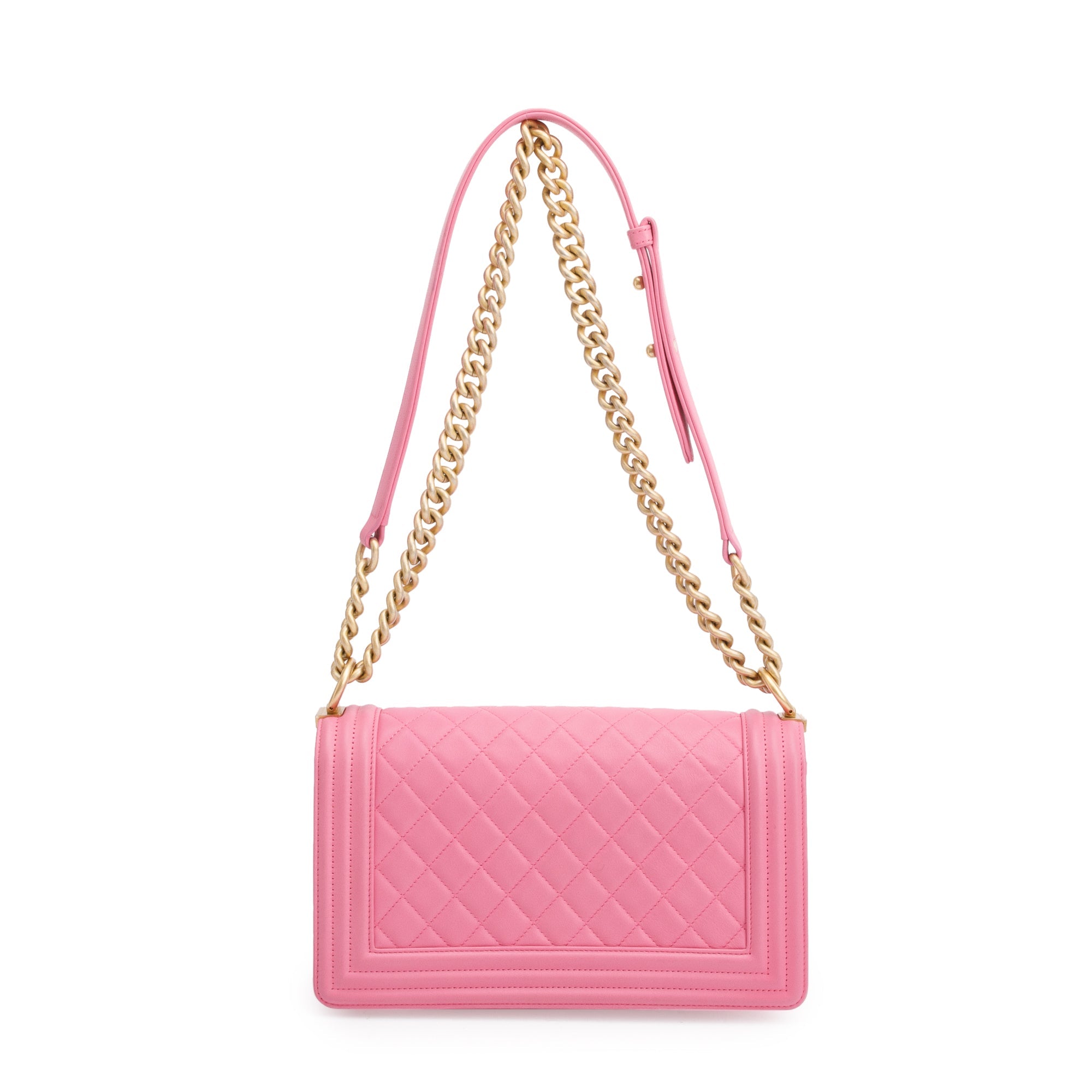 Chanel Pink Lambskin Medium Boy Bag w/ Authenticity Card