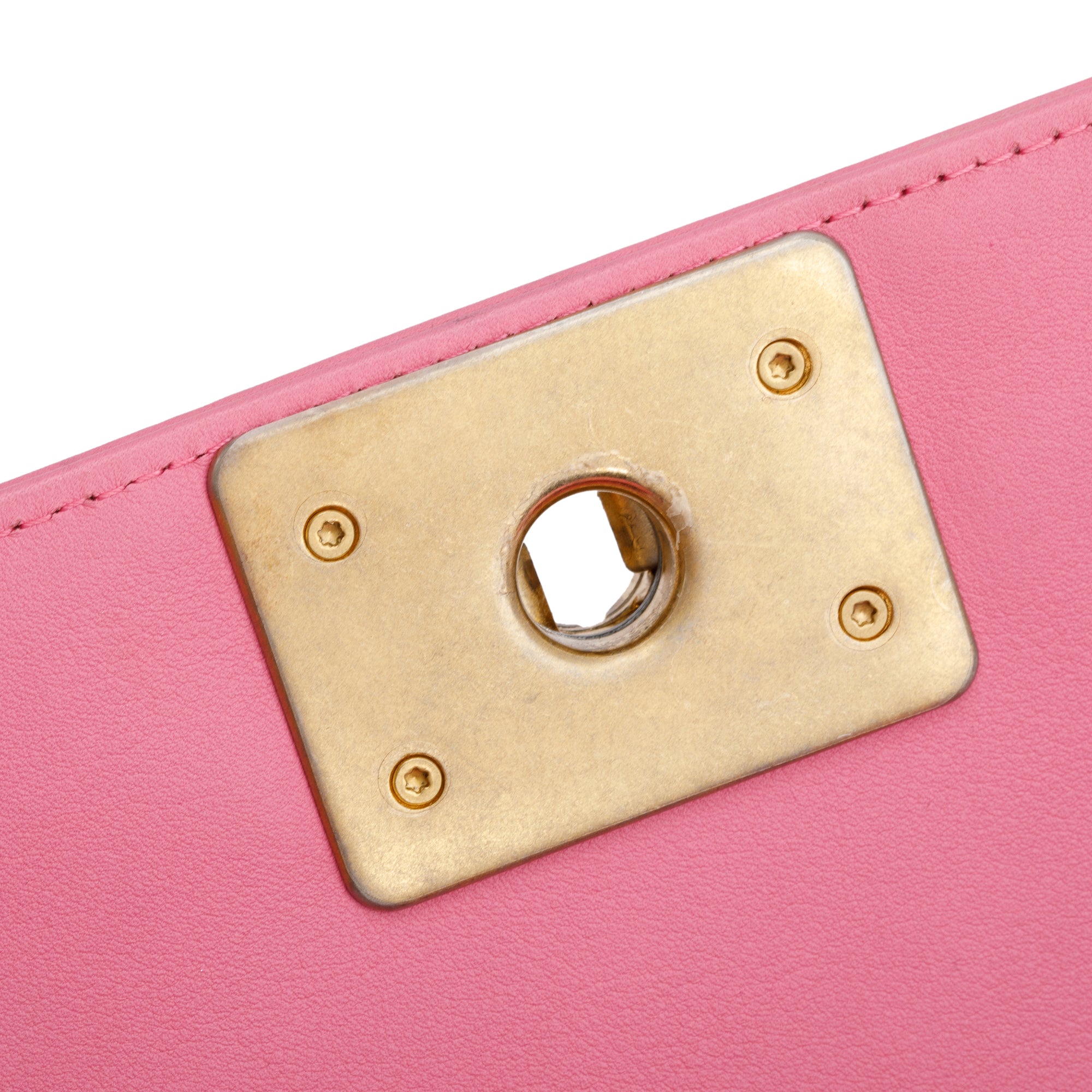 Chanel Pink Lambskin Medium Boy Bag w/ Authenticity Card