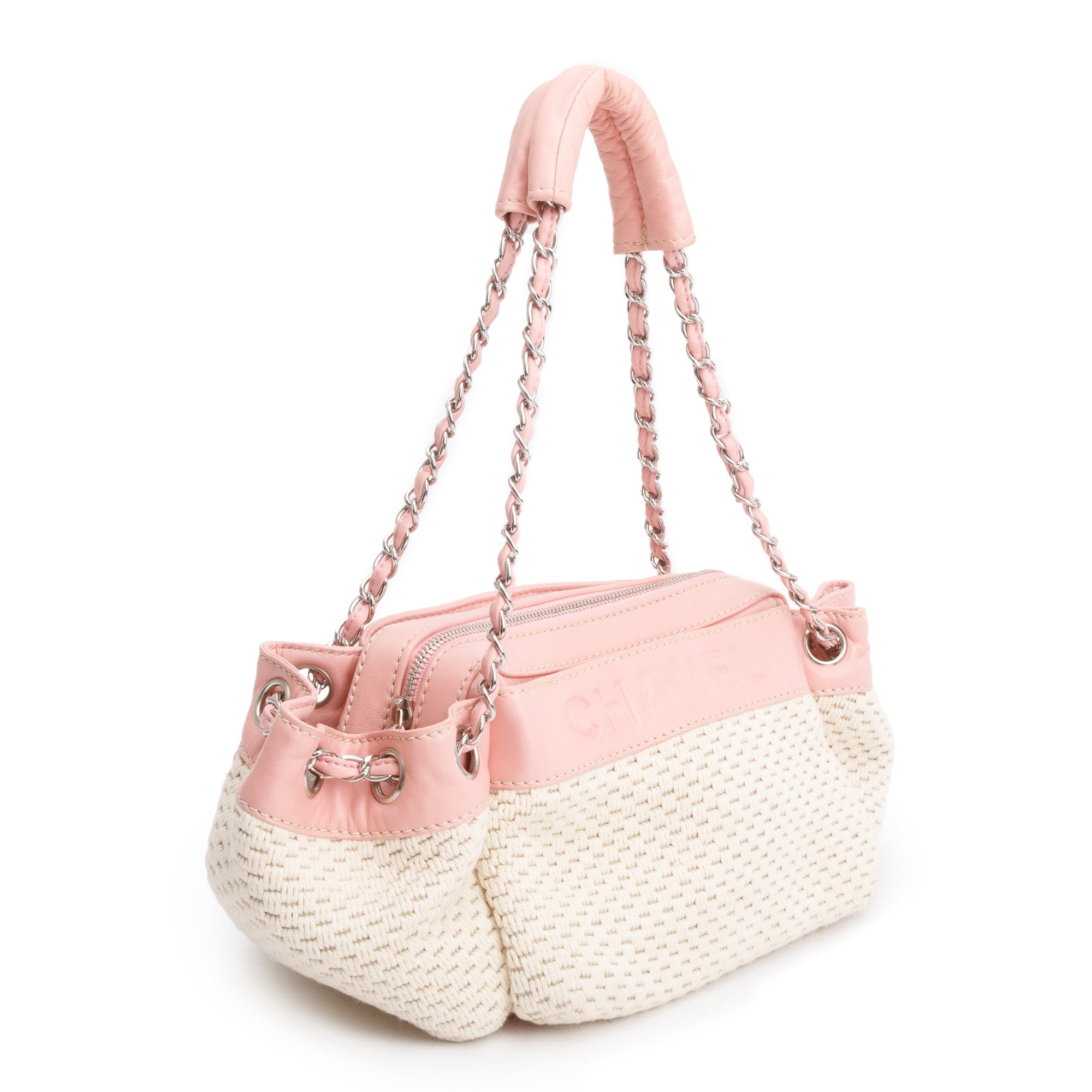 Chanel Pink Leather Neutral Crochette Small LAX Accordion Bag