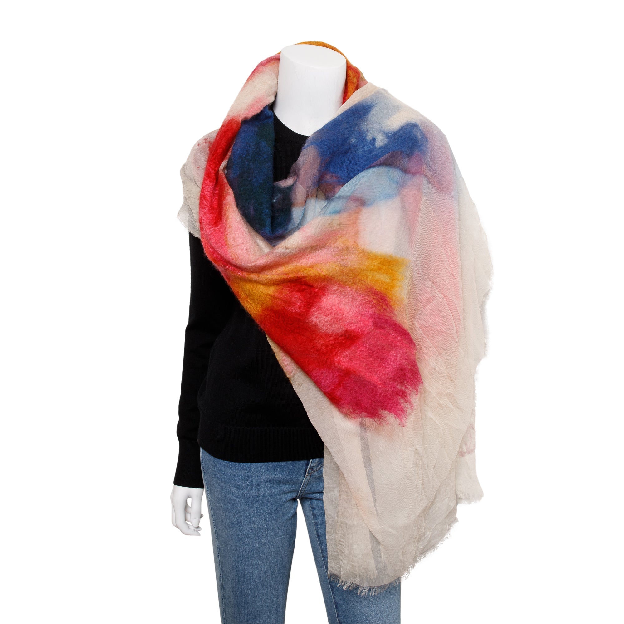 Chanel Pink Multicolor Ombre CC Logo Cashmere Silk Scarf w/ Box