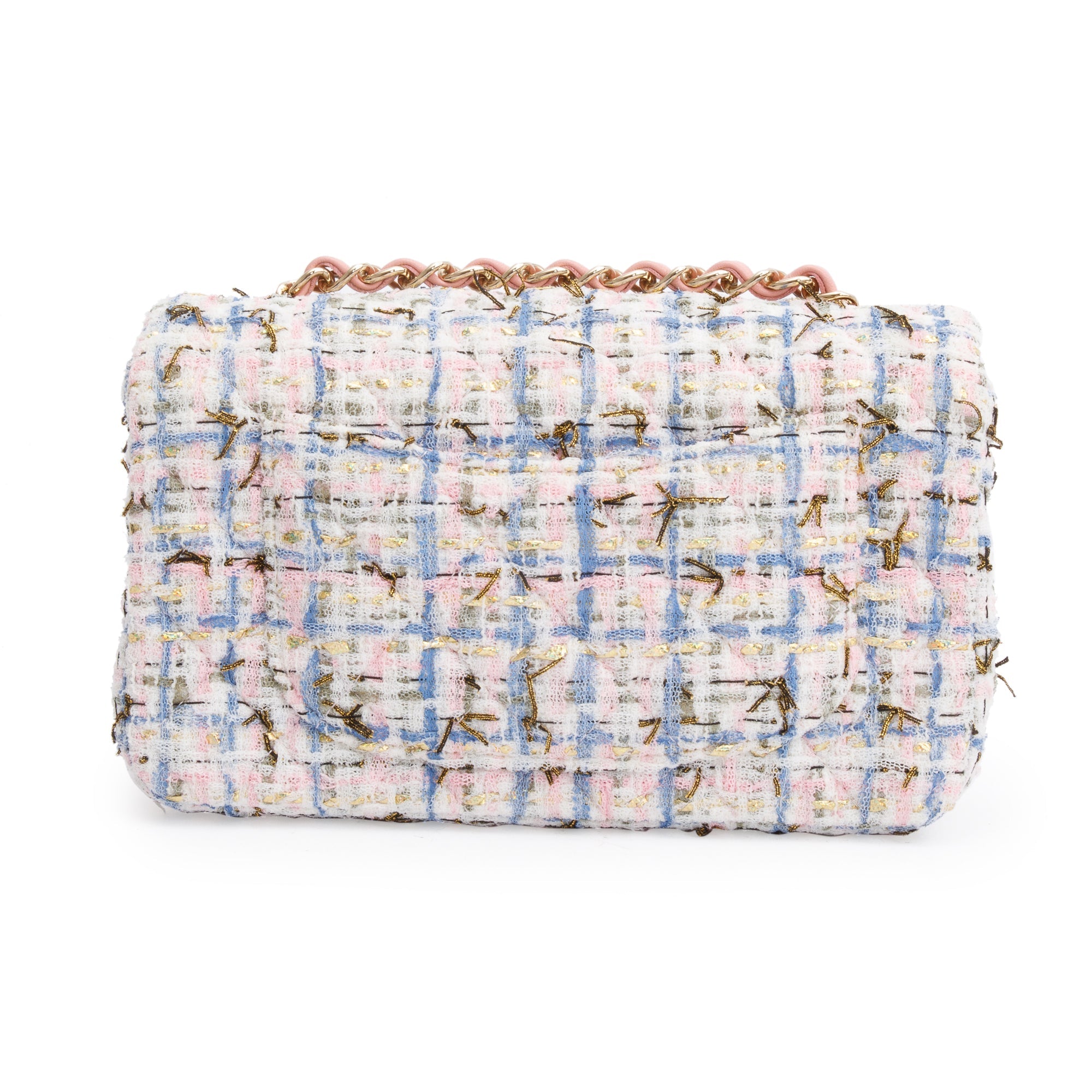 Chanel Pink Multicolor Tweed Classic Mini Rectangular Flap Bag