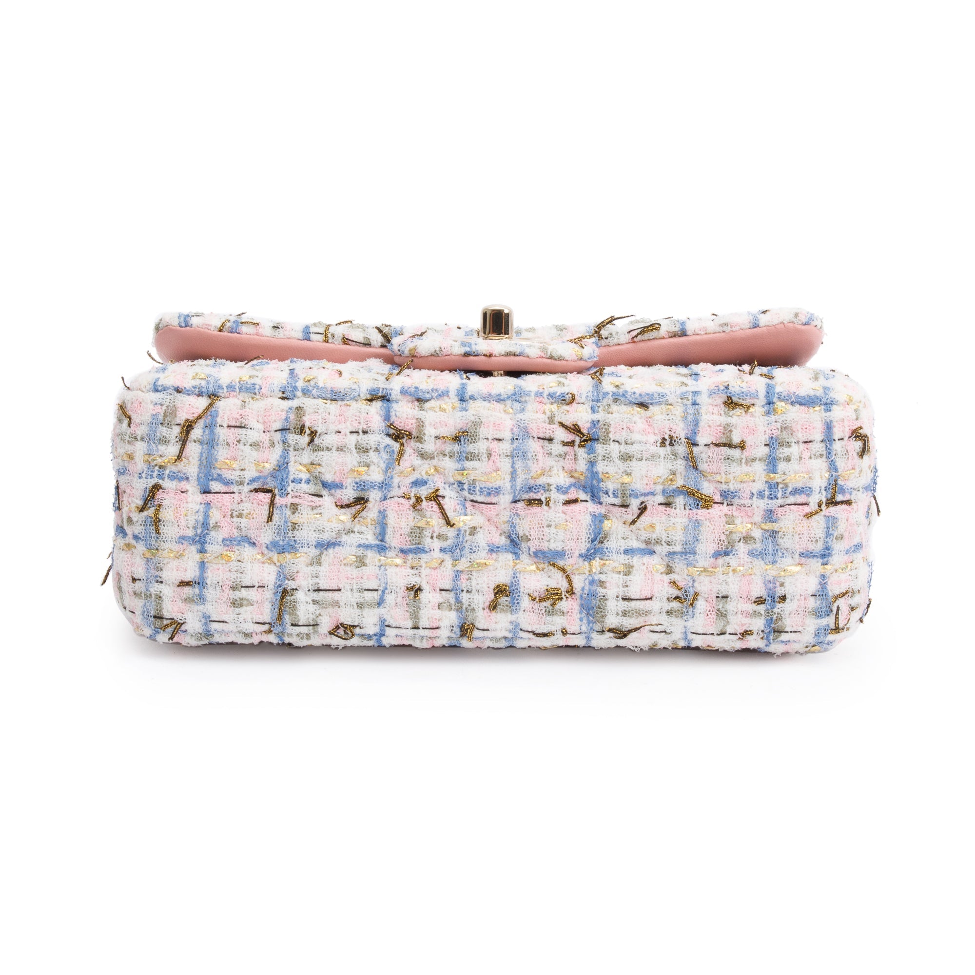 Chanel Pink Multicolor Tweed Classic Mini Rectangular Flap Bag