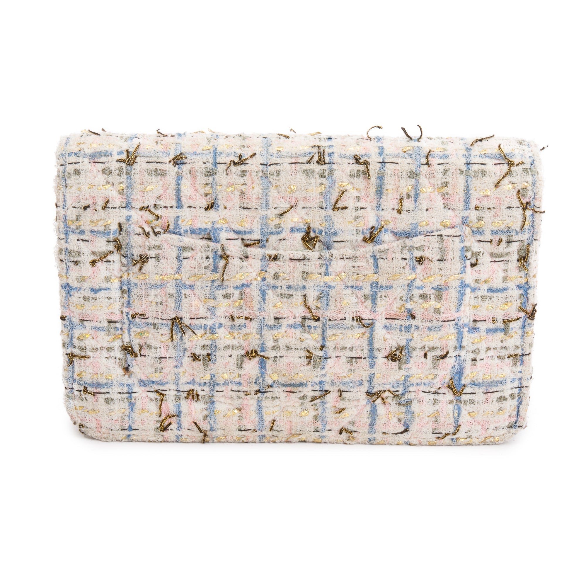 Chanel Pink Multicolor Tweed Classic Wallet On Chain w/ Authenticity Card