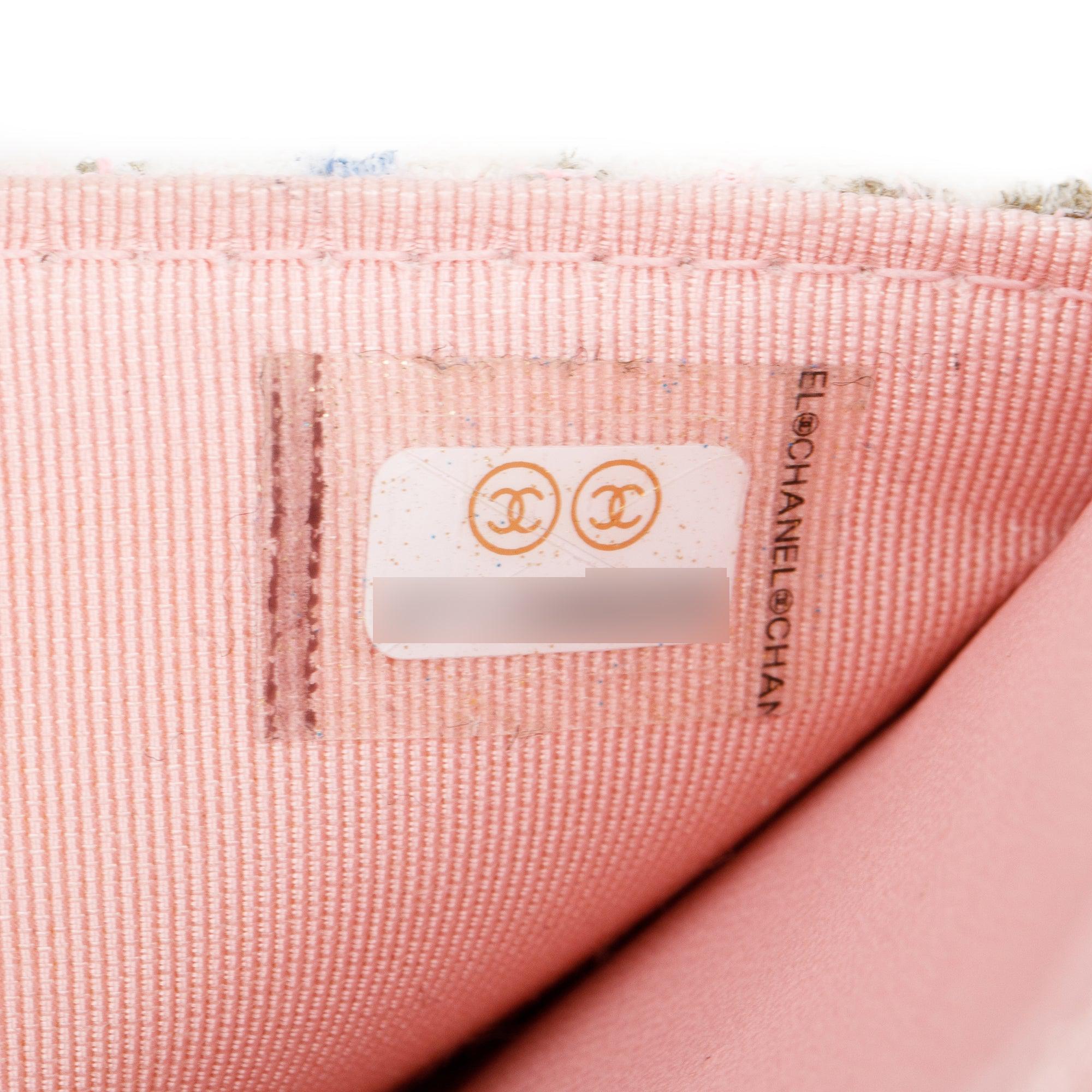 Chanel Pink Multicolor Tweed Classic Wallet On Chain w/ Authenticity Card