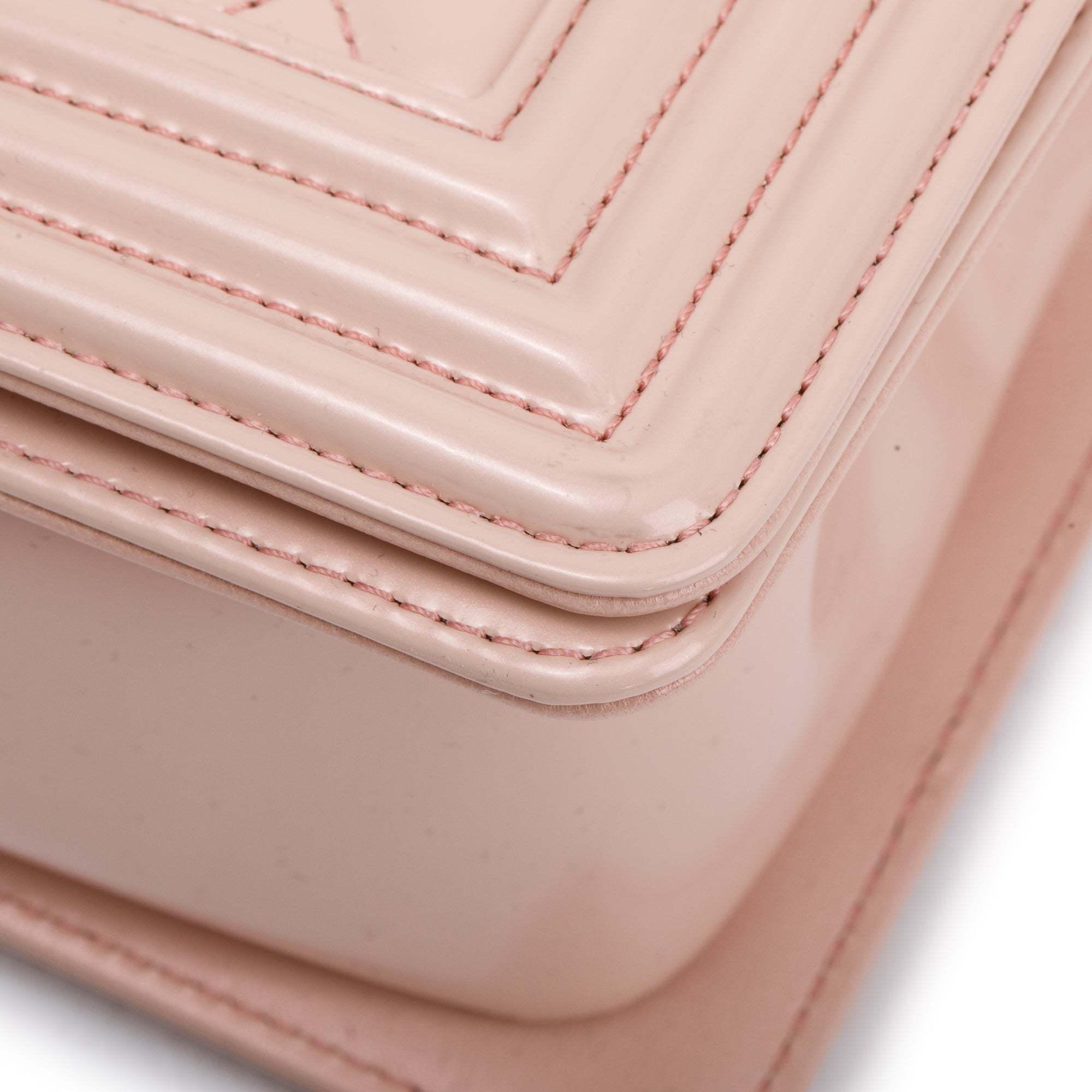 Chanel Pink Patent Leather Medium Boy Bag w/ Box & Authenticity Card