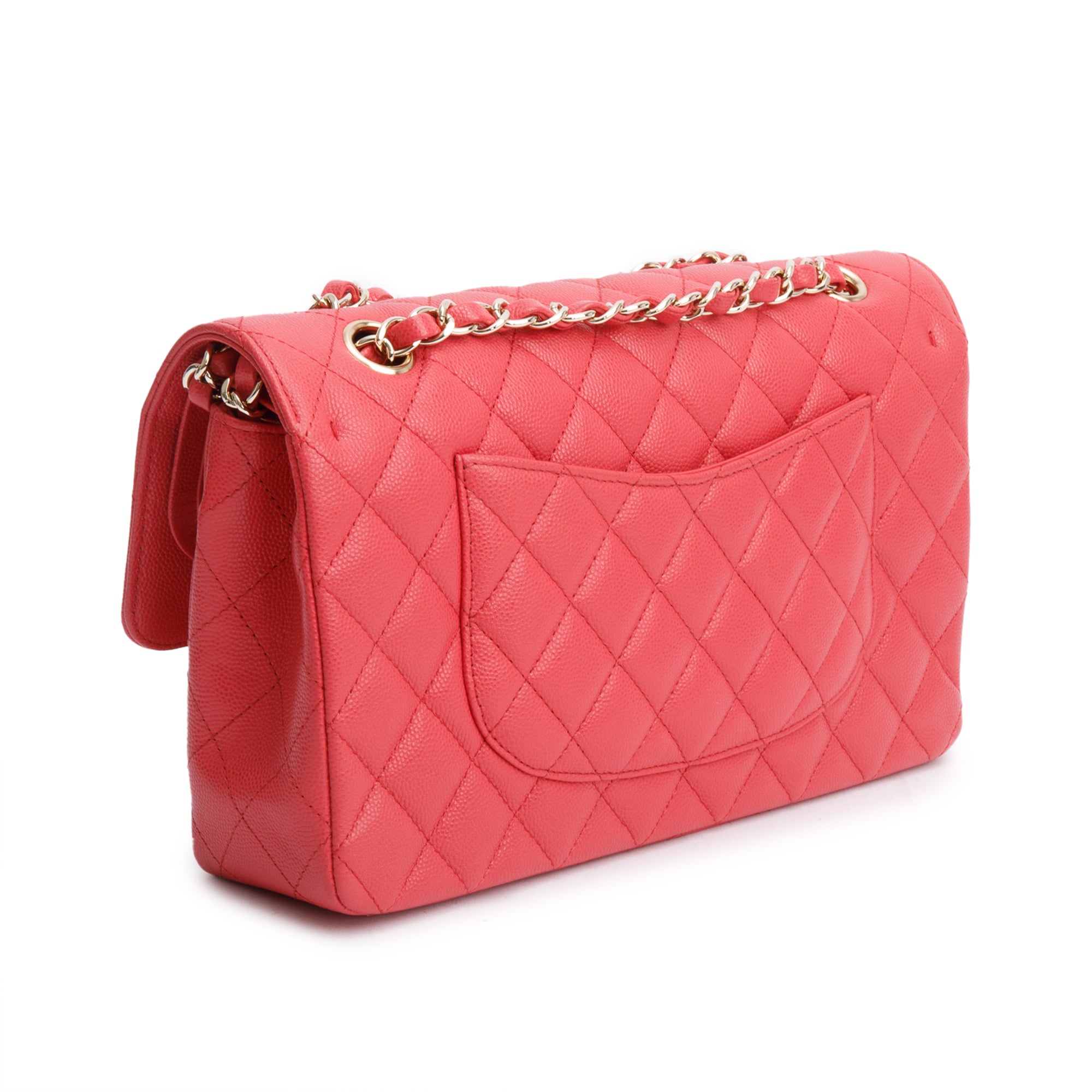 Chanel Pink Quilted Caviar Leather Classic Medium Double Flap Bag w/ Box & Authenticity Card