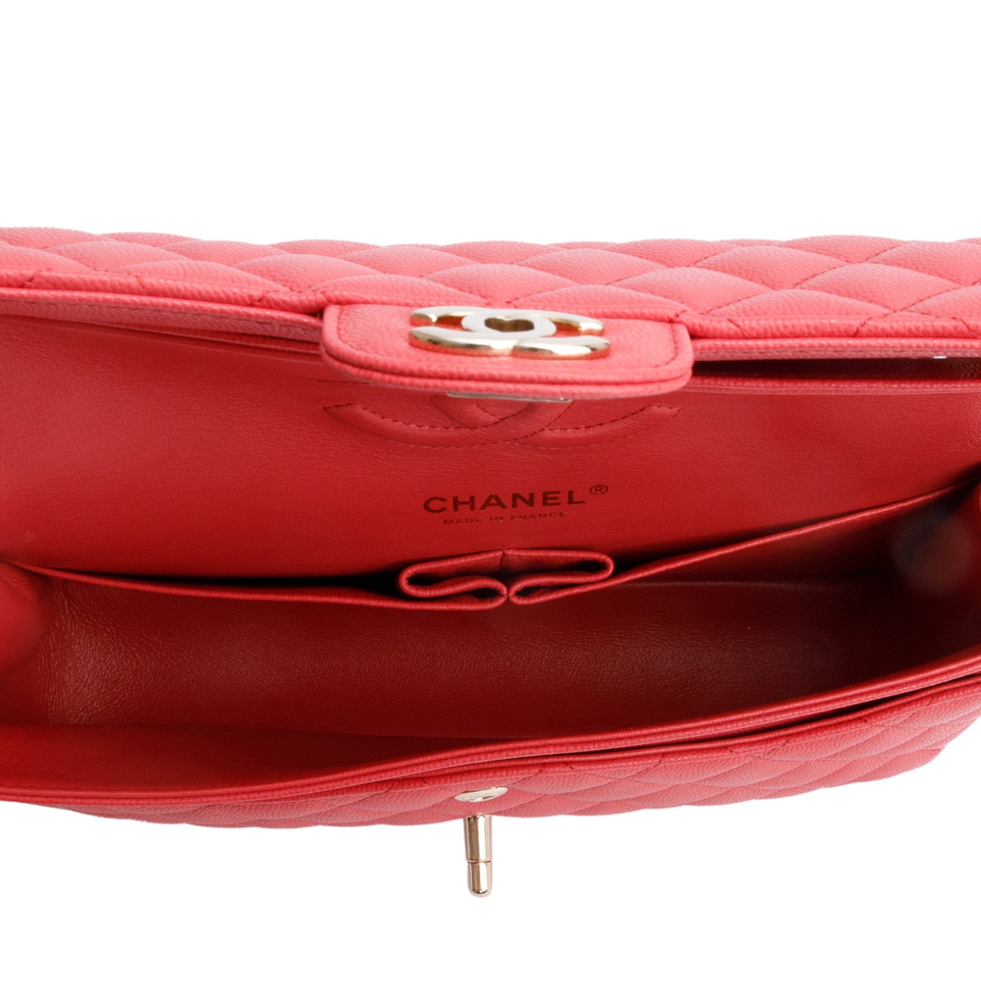Chanel Pink Quilted Caviar Leather Classic Medium Double Flap Bag w/ Box & Authenticity Card