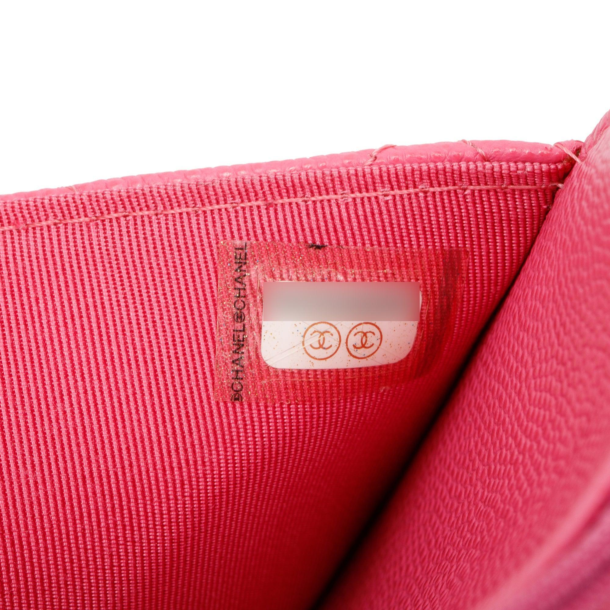 Chanel Pink Quilted Caviar Leather Classic Wallet on Chain w/ Box & Receipt