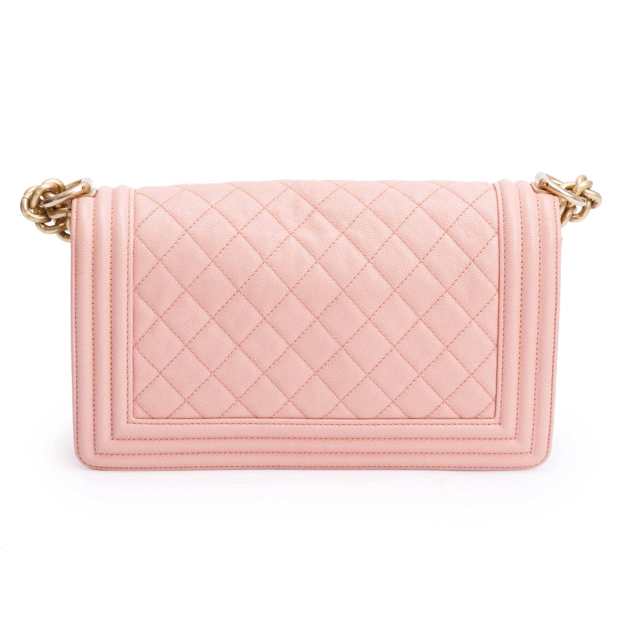 Chanel Pink Quilted Caviar Leather Medium Boy Bag