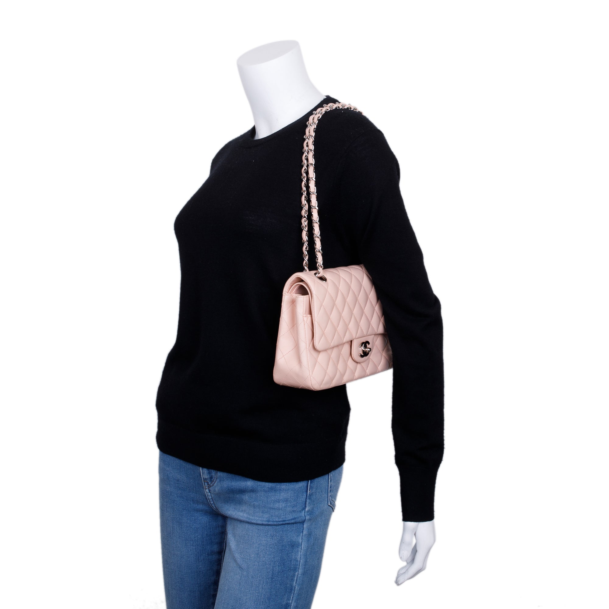 Chanel Pink Quilted Lambskin Classic Medium Double Flap Bag