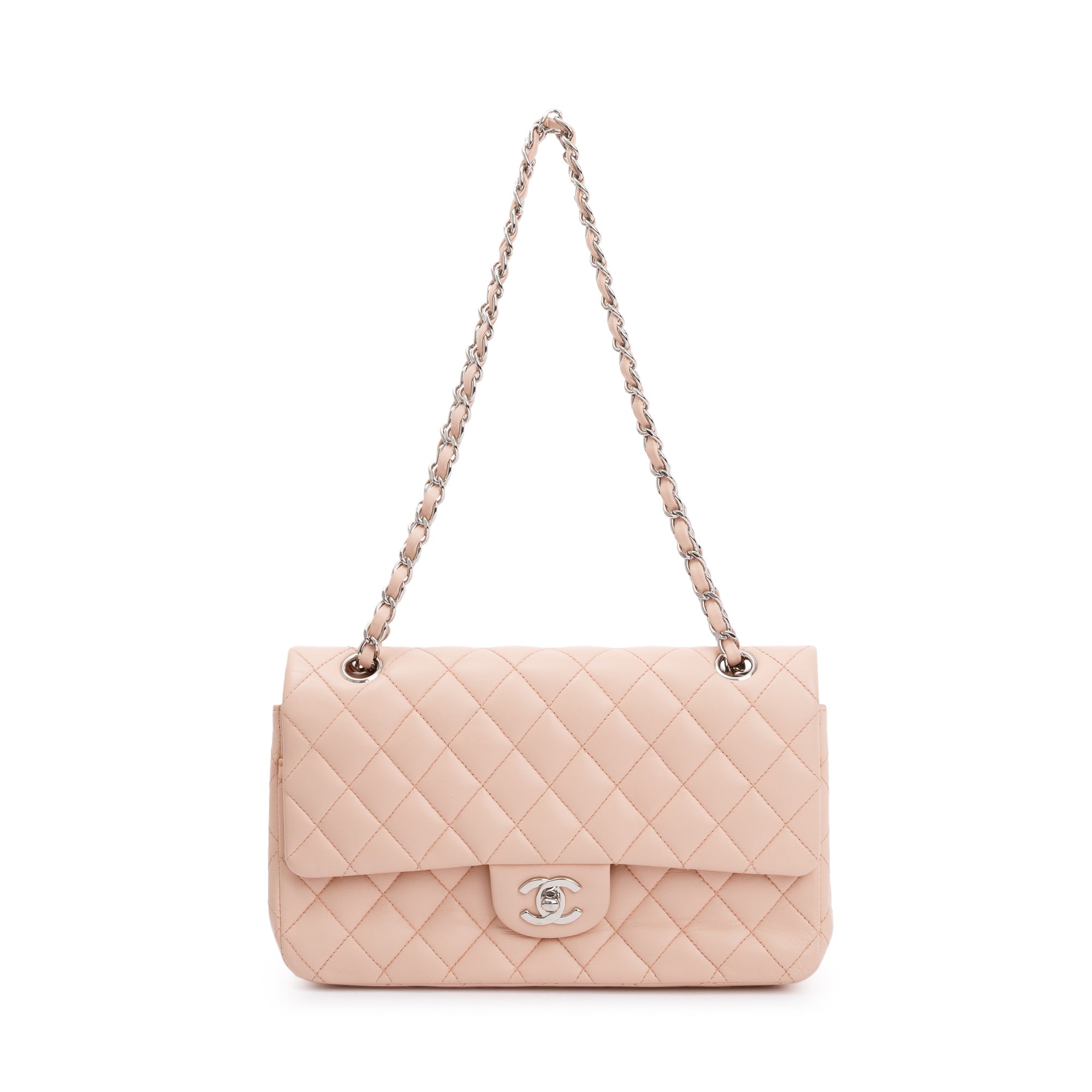 Chanel Pink Quilted Lambskin Classic Medium Double Flap Bag