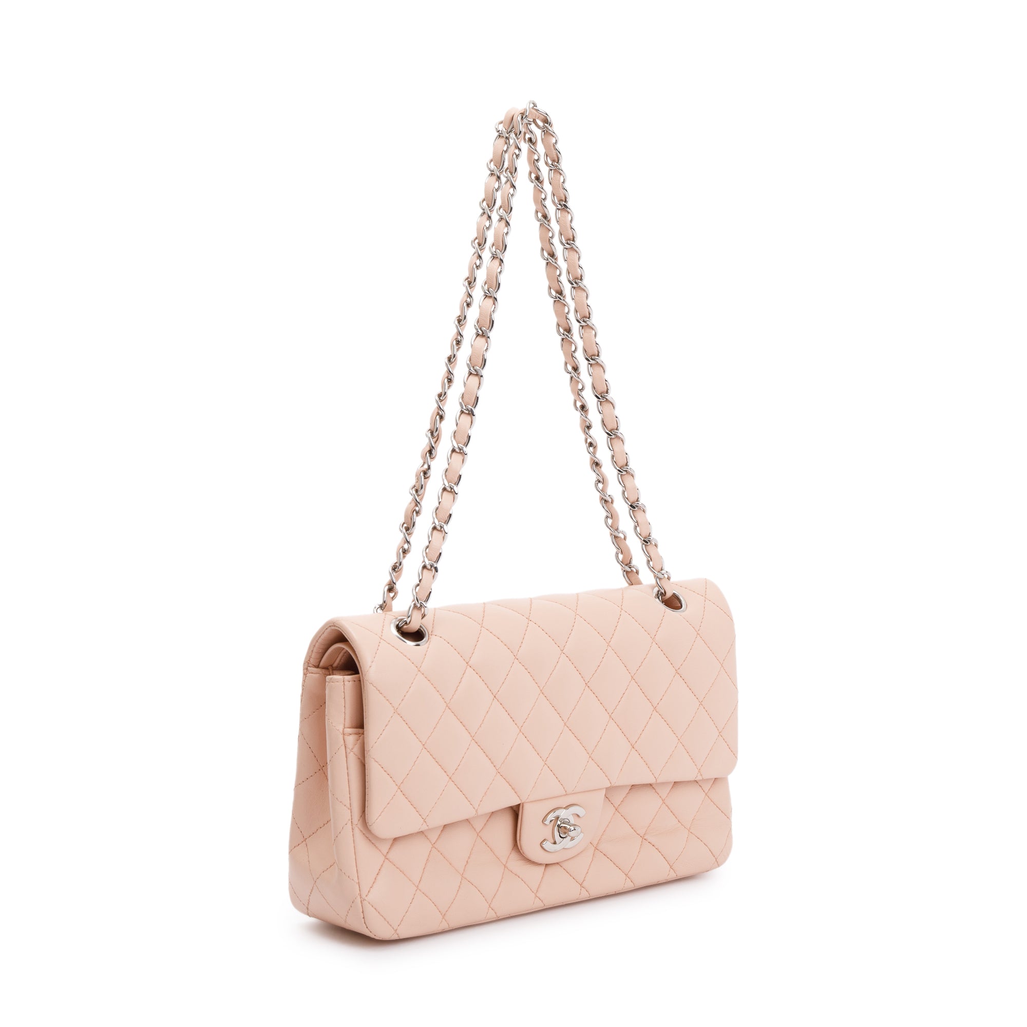 Chanel Pink Quilted Lambskin Classic Medium Double Flap Bag