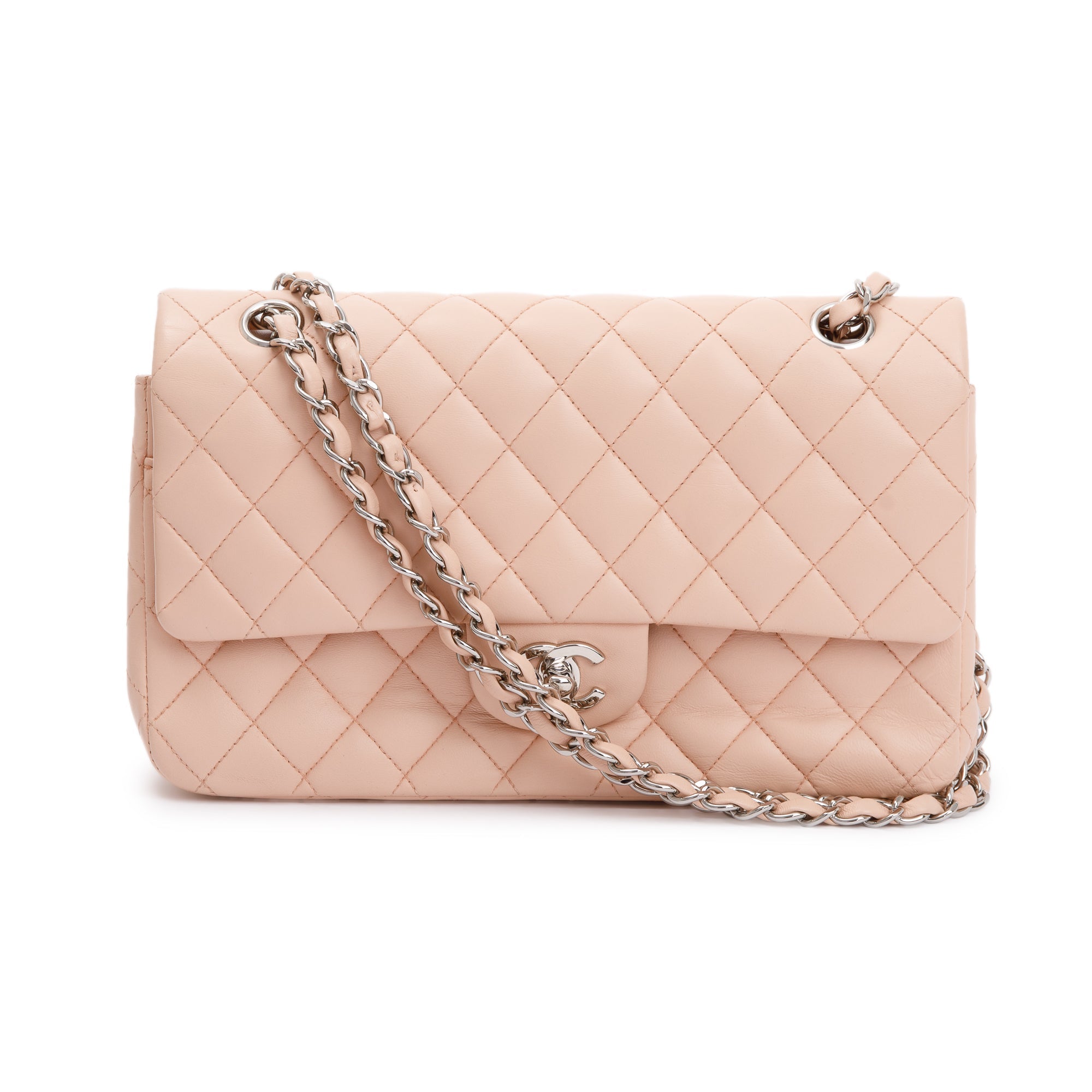 Chanel Pink Quilted Lambskin Classic Medium Double Flap Bag