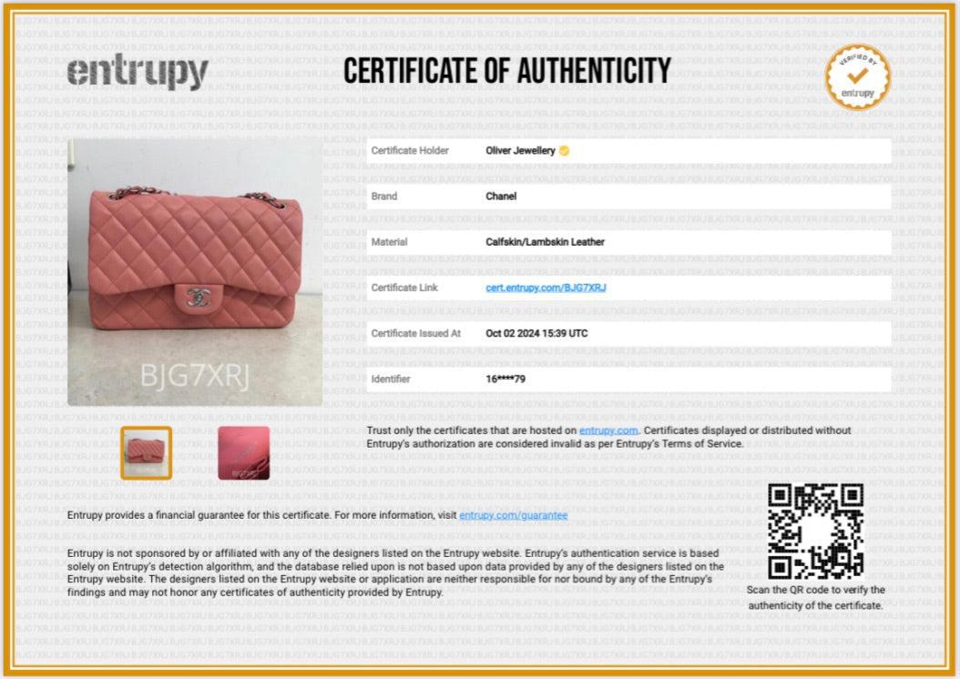 Chanel Pink Quilted Lambskin Leather Classic Jumbo Double Flap Bag w/ Authenticity Card