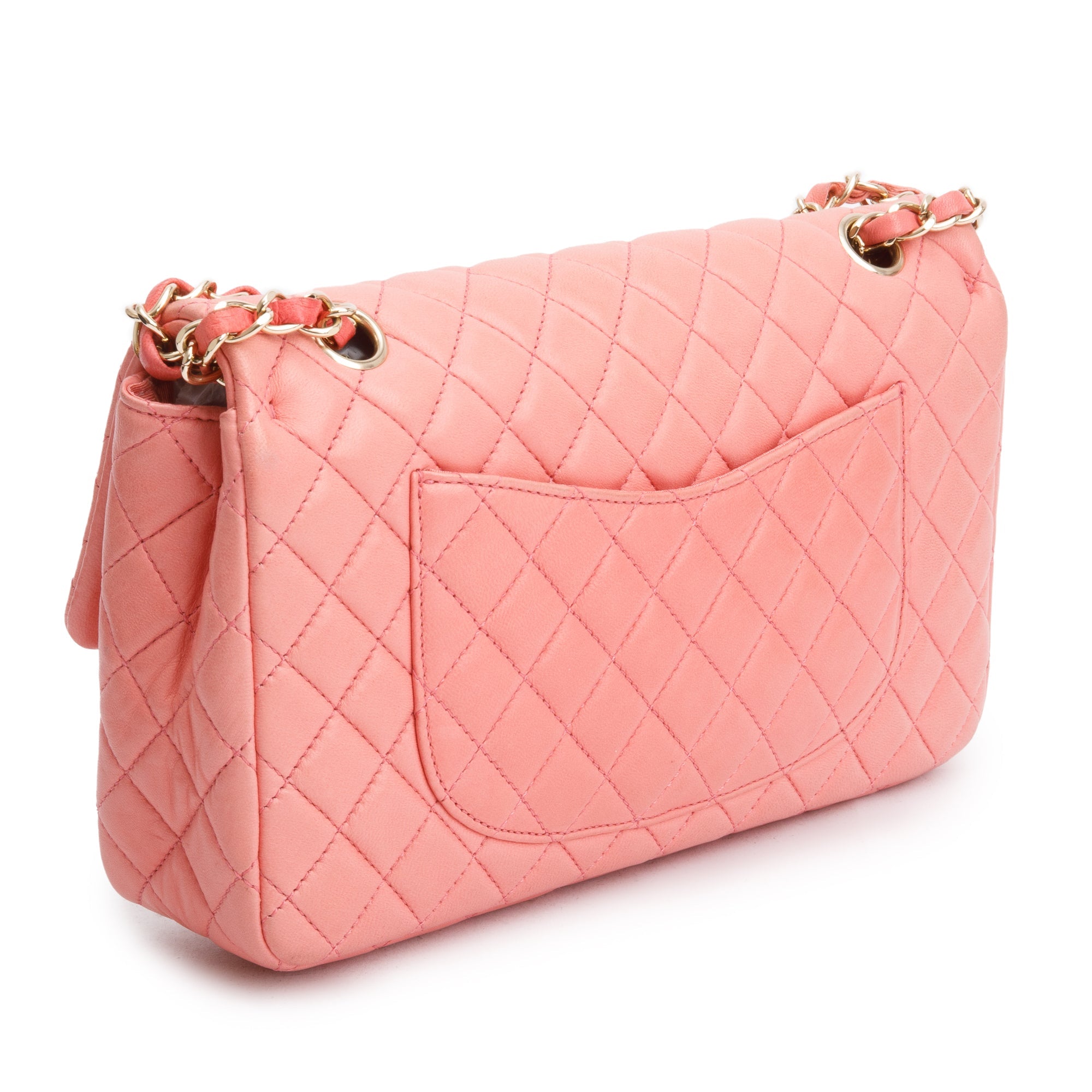 Chanel Pink Quilted Lambskin Leather Classic Medium Valentine Flap Bag