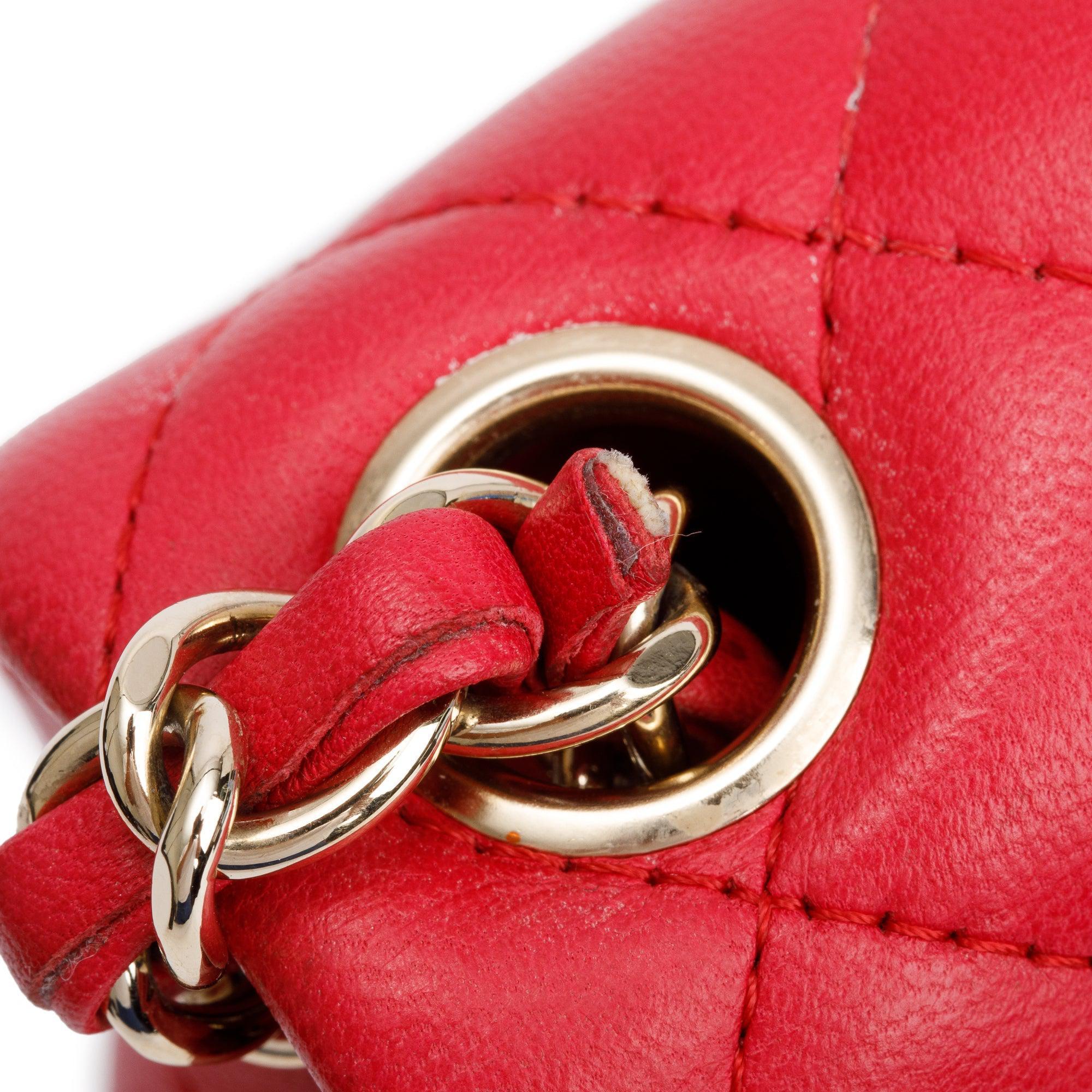 Chanel Pink Quilted Lambskin Leather Classic Square Mini Flap Bag w/ Authenticity Card