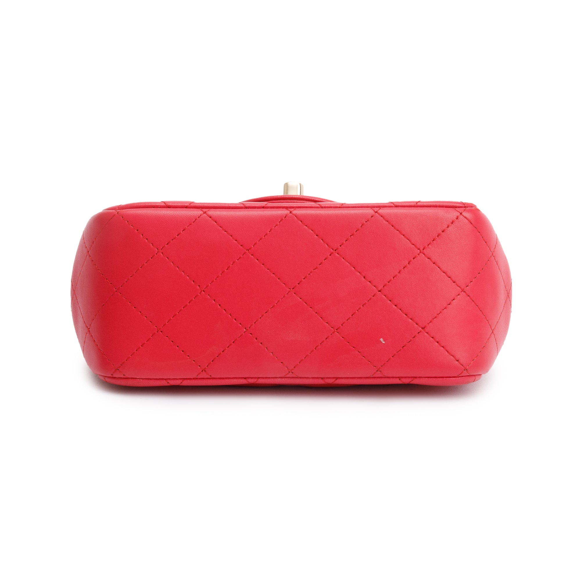 Chanel Pink Quilted Lambskin Leather Classic Square Mini Flap Bag w/ Authenticity Card