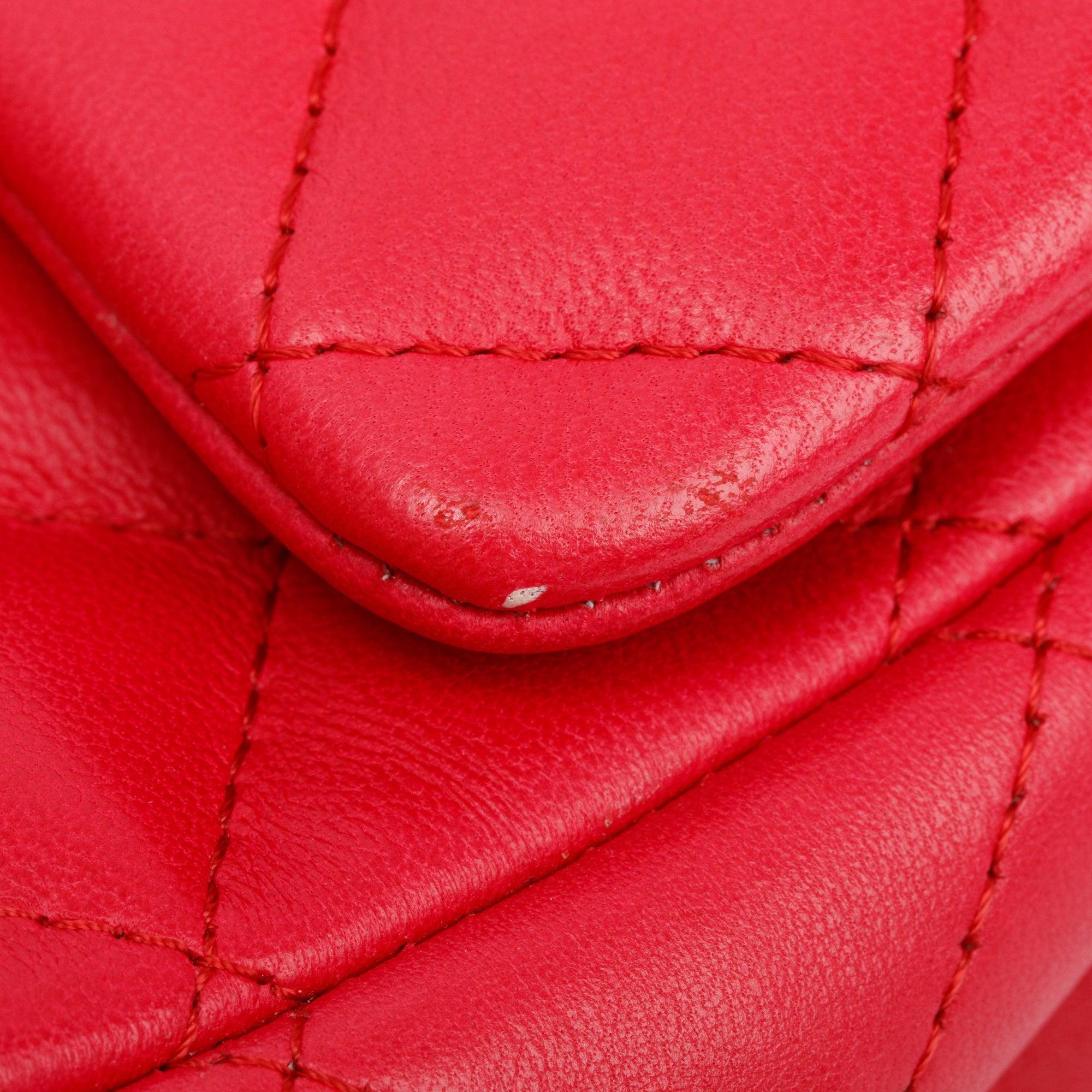 Chanel Pink Quilted Lambskin Leather Classic Square Mini Flap Bag w/ Authenticity Card