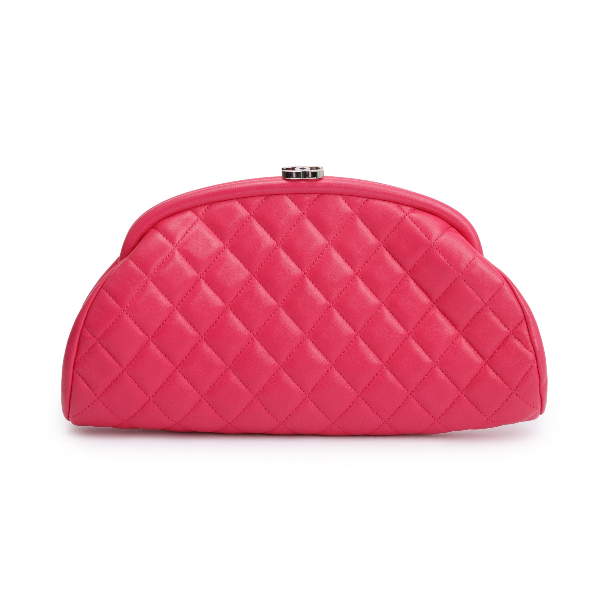 Chanel Pink Quilted Lambskin Leather Timeless Frame Clutch w/ Authenticity Card